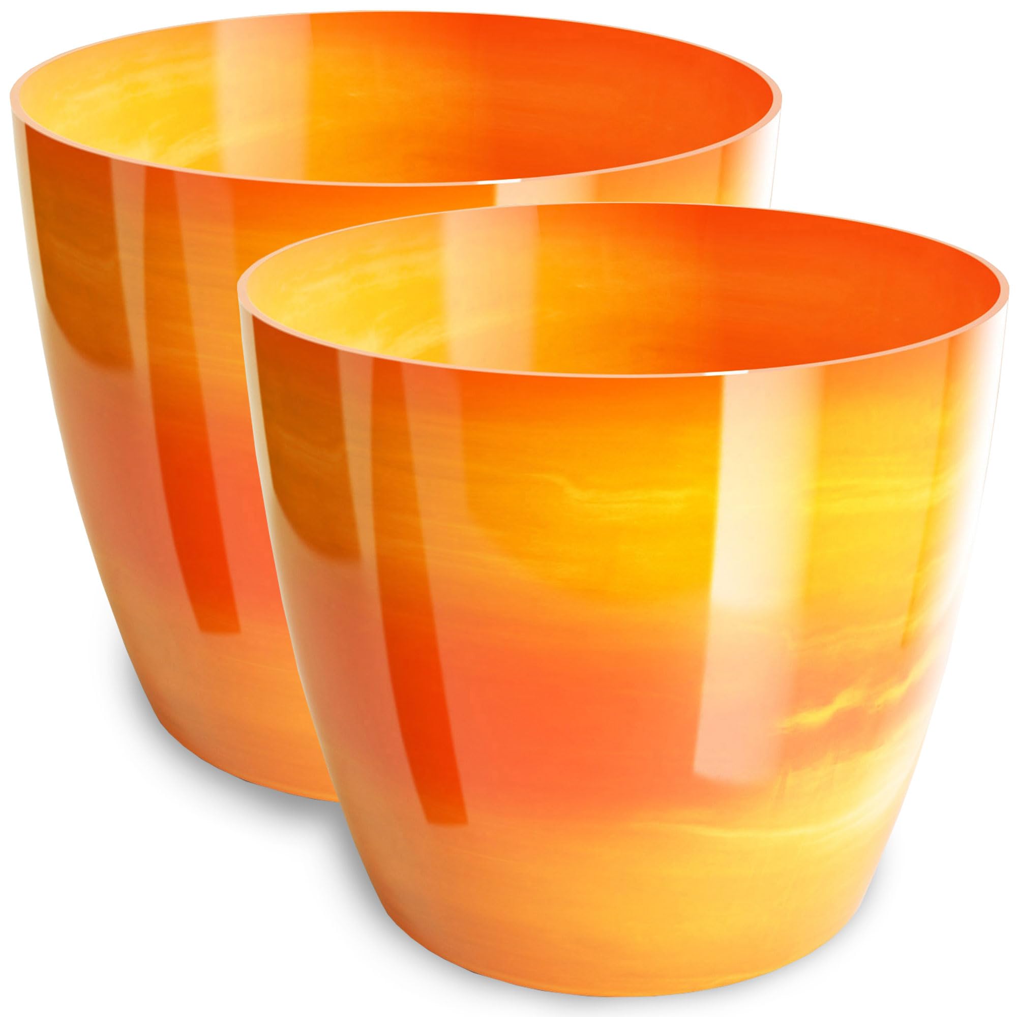Lot de 2 pots de fleurs brillants en plastique - Pour grandes et Lot de 2 pots de fleurs brillants en plastique - Pour grandes et