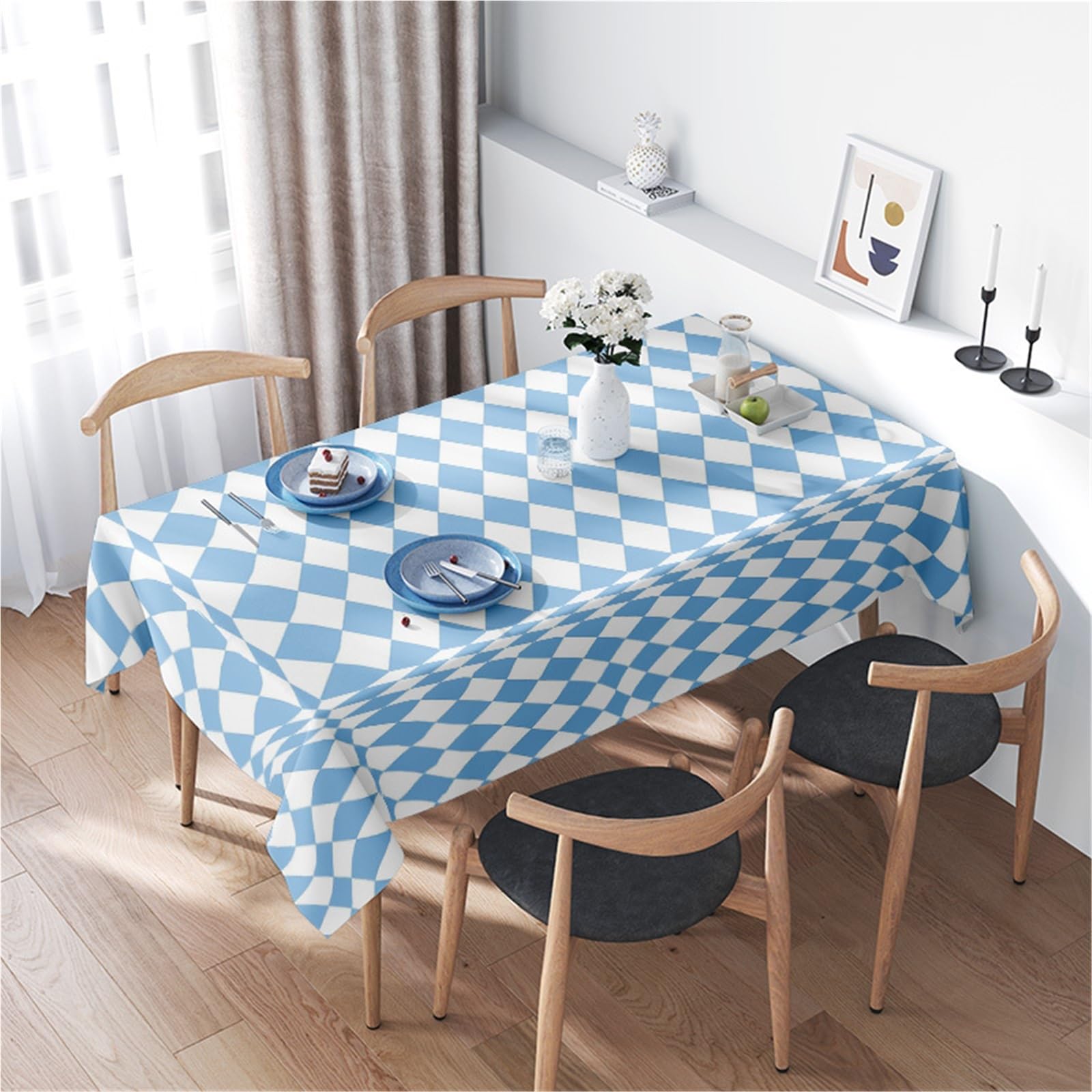 BTGYTTKL Checkered Tablecloth Tablecloth Checkered Kitchen Dining Room Decor Farmhouse Waterproof Modern Reversible Washable Placemats Set