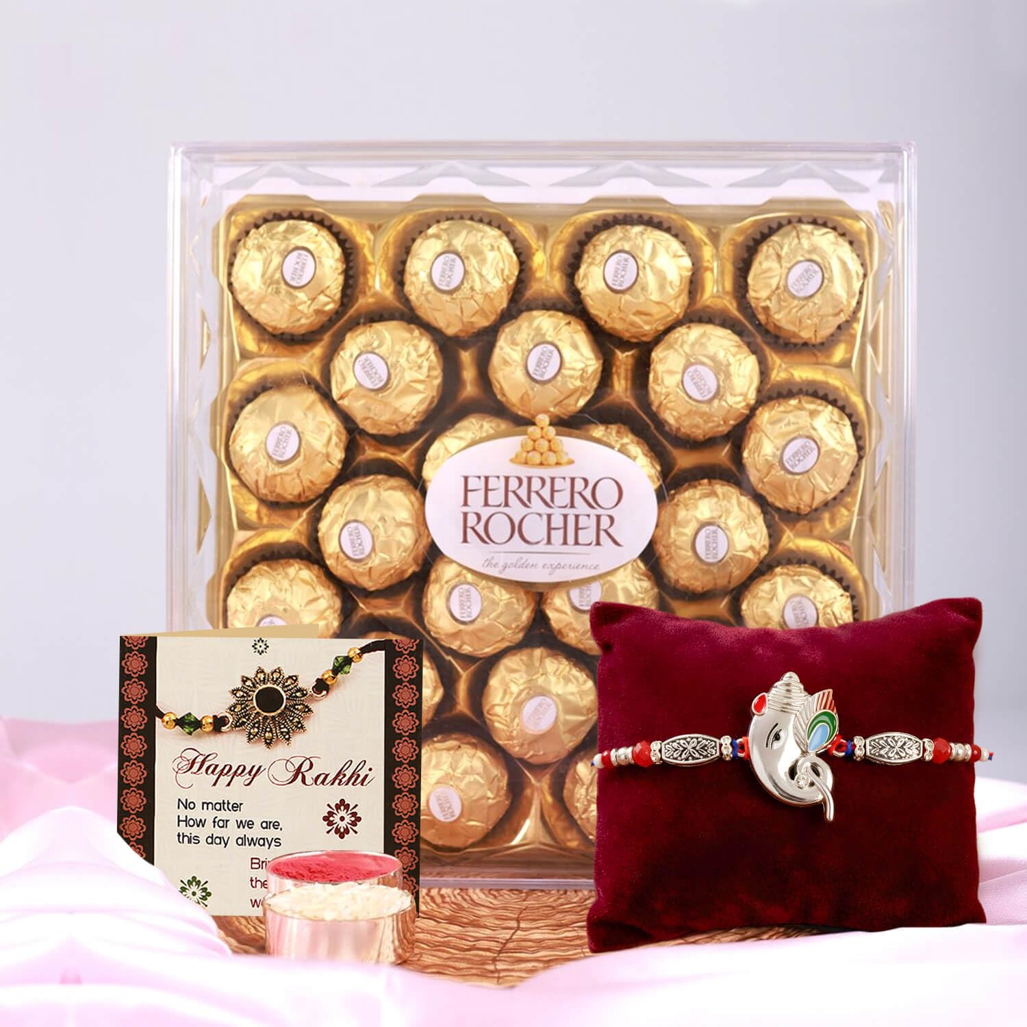 TIED RIBBONS Rakhi Gift For Brother With Chocolates - Premium Rakhi With Chocolates Pack Mini Greeting Card And Roli Chawal - Rakhi For Brother, 300 Gram discount deal
