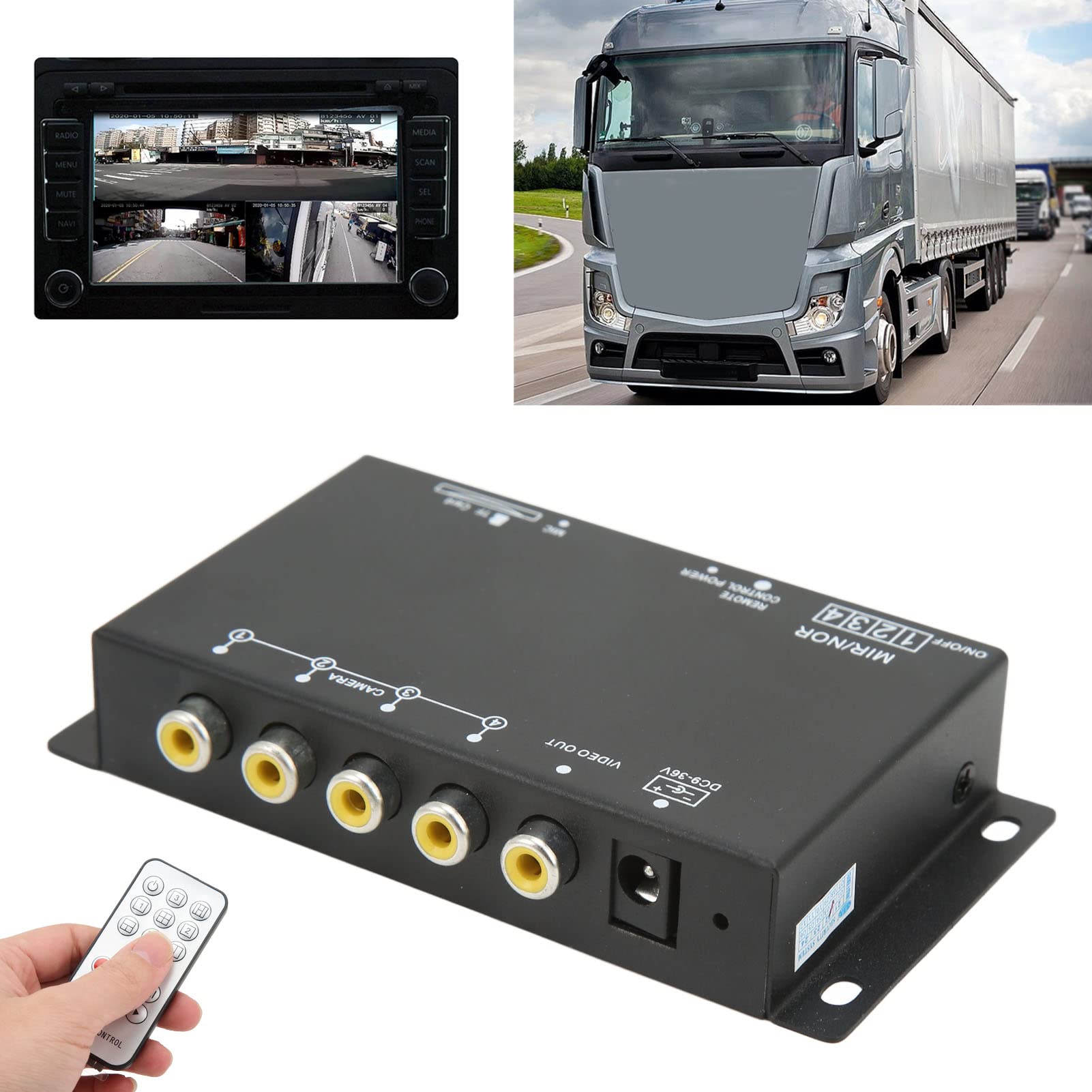 DVR Mobile per Auto a 4 Canali, DC 12V/24V 720P HD Kit Videoregistratore MDVR per Veicoli Mobili per Auto con Telecomando, Videoregistratore Digitale per Veicoli per Autobus