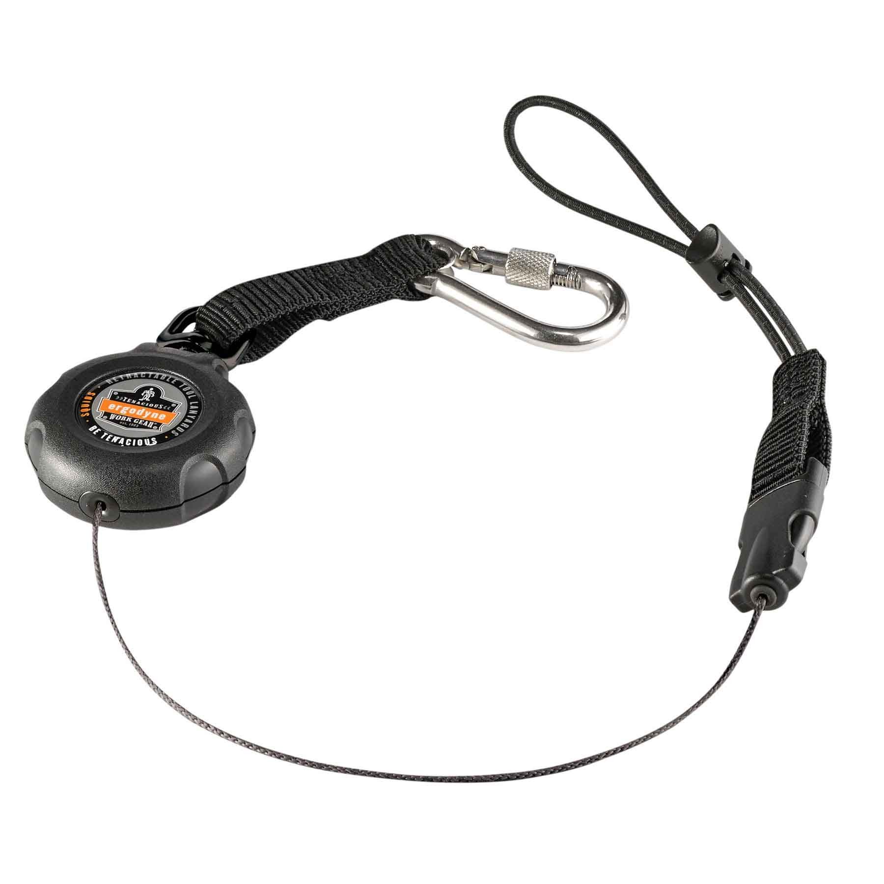 3001 Standard Black Retractable Single Carabiner w/loop end - 2lb