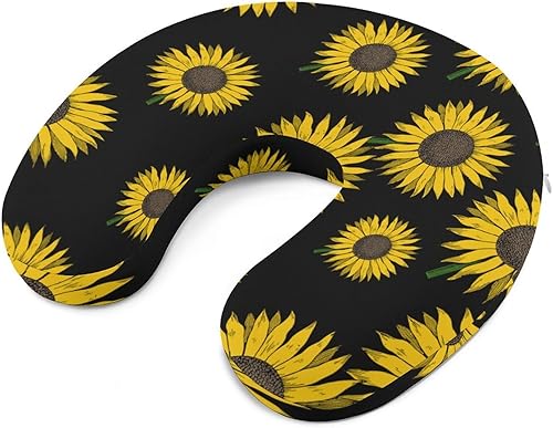 Miniatura 6 de Almohada en forma de U de girasol amarillo almohada de viaje para el tren de avión Almohada suave de apoyo para el cuello con espuma de memoria