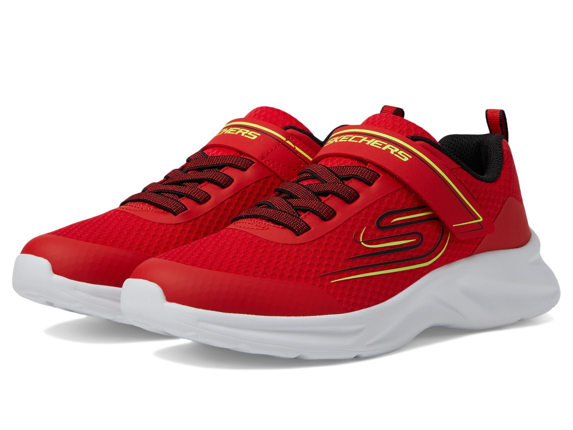 Skechers Boy's Dynamatic Swift Tread Sneakers, Red Textile/Red Synthetic/Black & Yellow, 2 UK Child