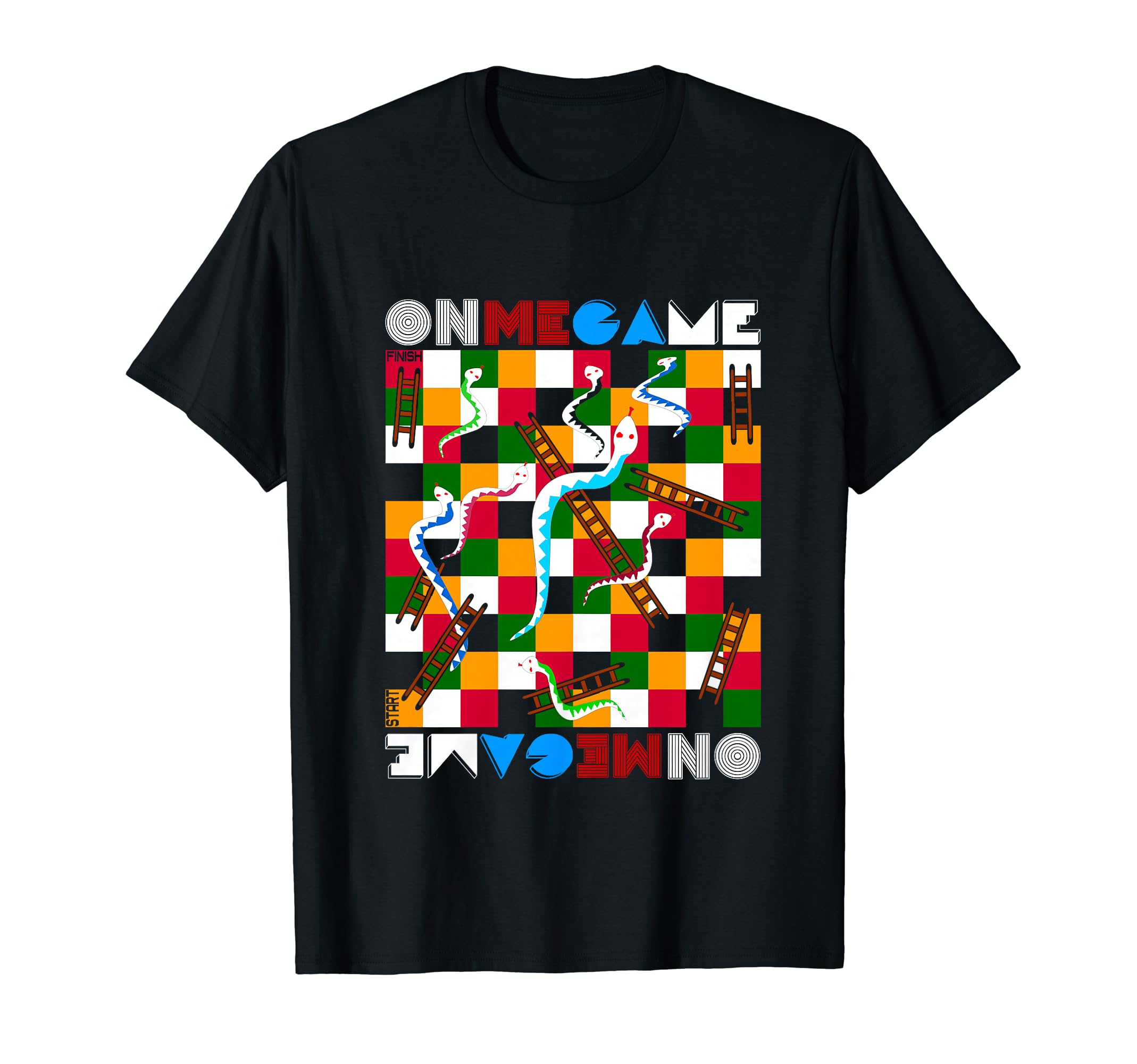 On Me Game Snakes & Ladders Pachisi Travel Beach T-Shirt, Black