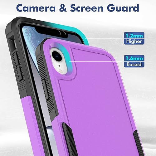 Miniatura 4 de Funda para iPhone XR funda protectora de doble capa resistente para teléfono celular, a prueba de golpes, resistente, con protector de pantalla,