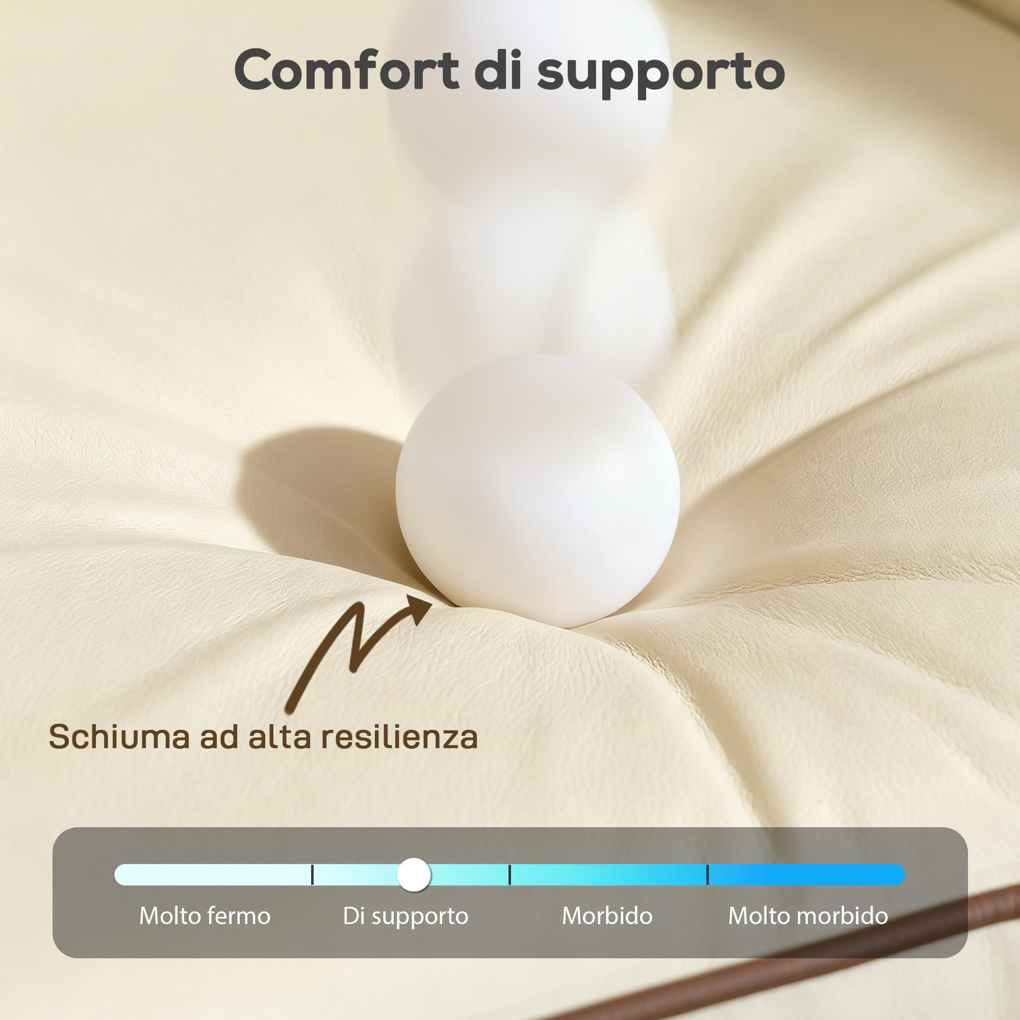 HOMCOM Divano 2 Posti Imbottito in Pelle Finta con Bordo a Contrasto, Divanetto da Salotto con Imbottitura Spessa, 2 Cuscini Rimovibile e Lavabile, Braccioli e Tasche Laterali, 136x81x90 cm, Beige
