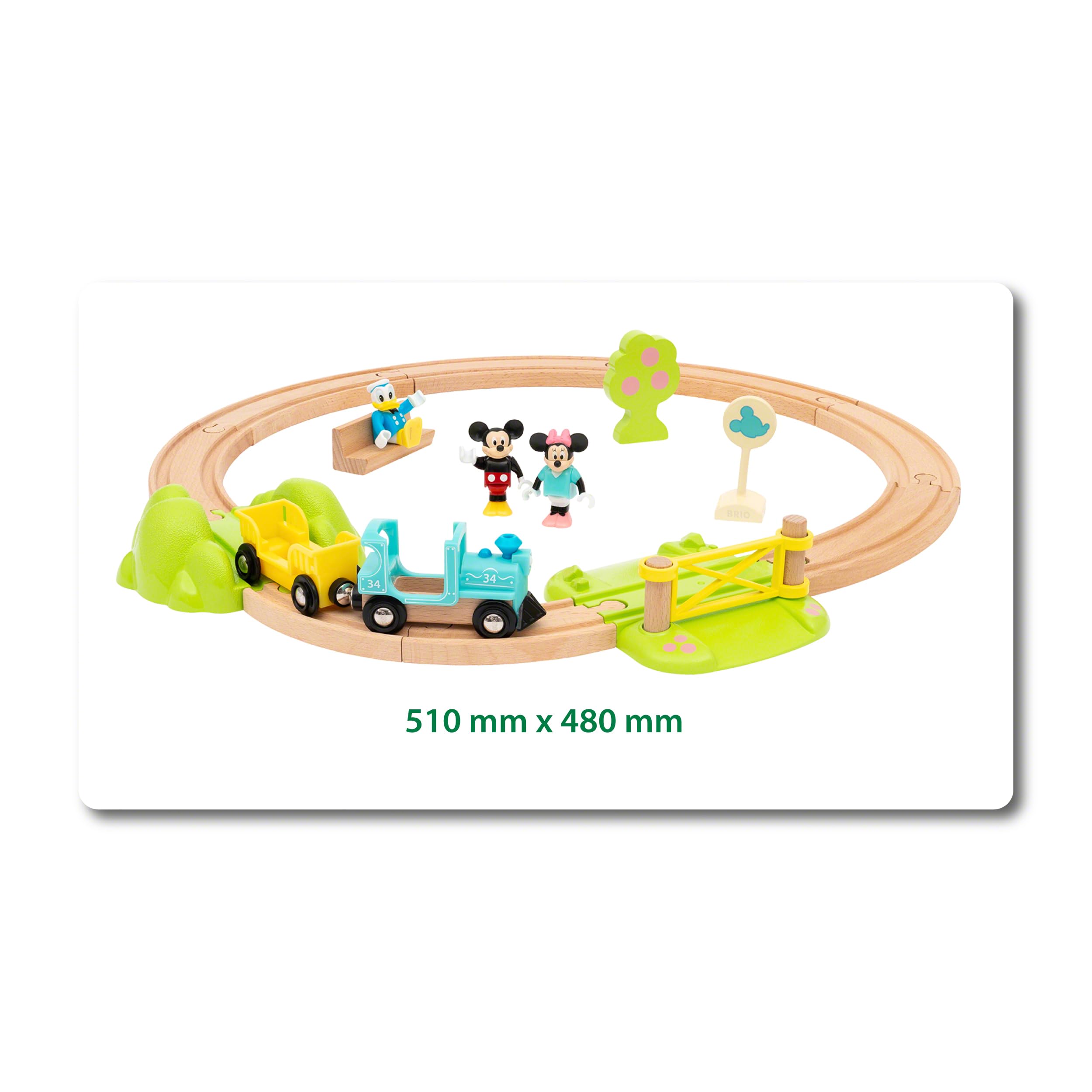 BRIO World 32277 Micky Maus Eisenbahn-Set - Ergänzung Holzeisenbahn - Empfohlen ab 3 Jahren