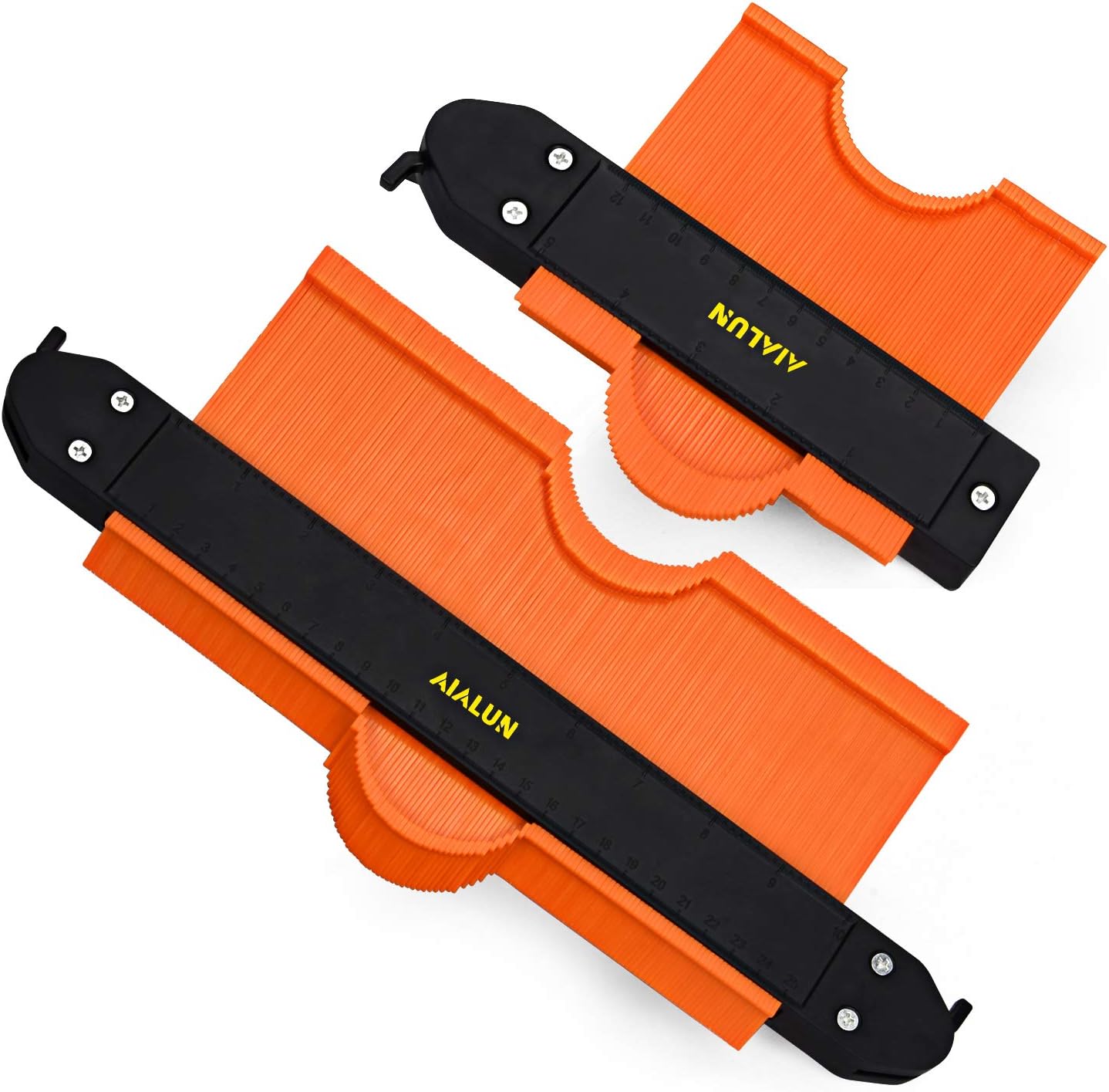 Contour Gauge Duplicator with Dual Lock, Aialun Widen Shape Duplication Gauge Tool 5”& 10”, 2 Pack Master Outline Measuring Plastic Ruler for Corners, Woodworking Templates, Tiles and Laminate