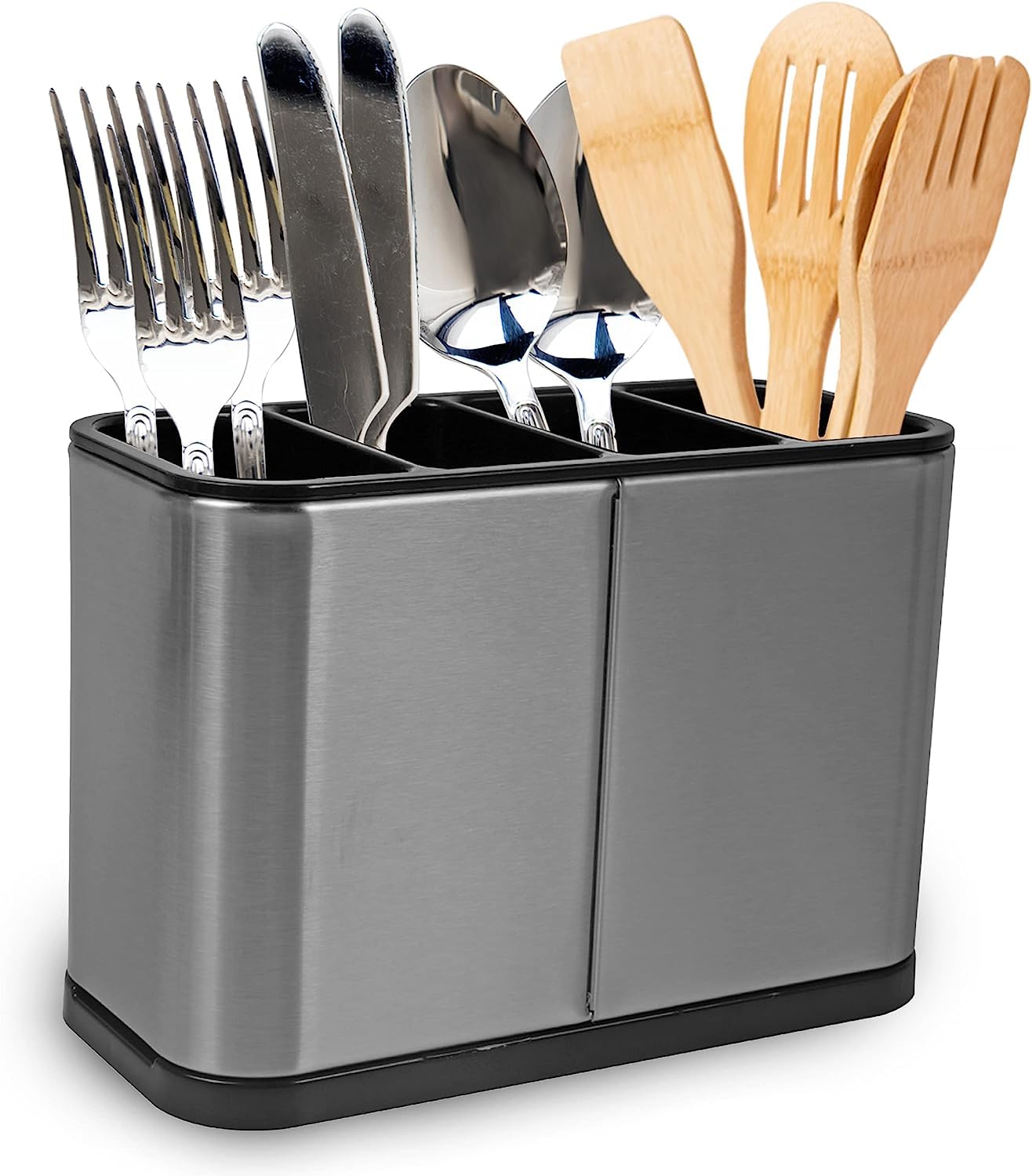 FIZZYBERRIES Kitchen Cutlery Holder Utensil Storage Organizer, Stainless Steel, Anti-Slip, Water Draining Design - Image 3