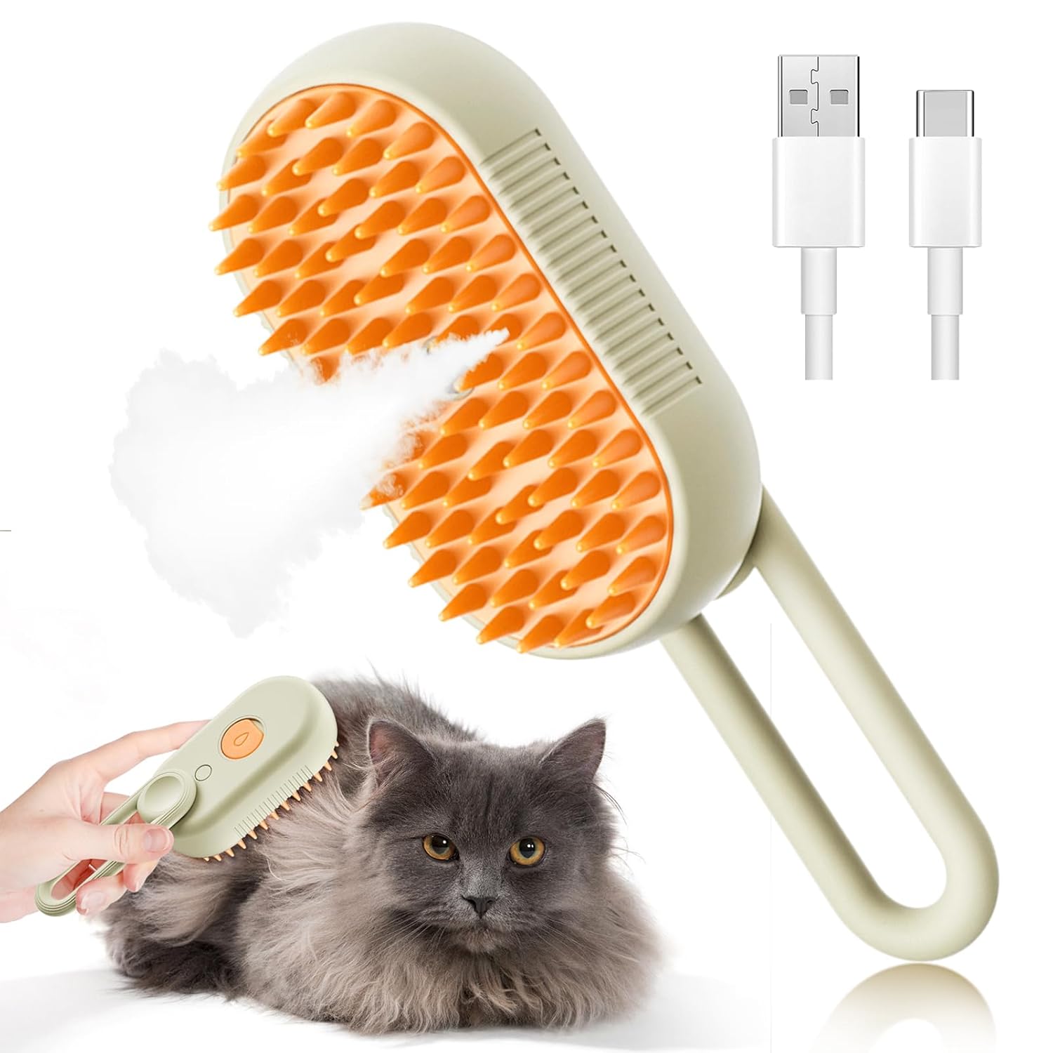 MetroTesco Cat Steam Brush, 3 In1 Spray Cat Brush, Steam