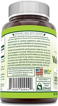 Herbal Secrets Valerian Root Extract 4:1 250 Mg 60 Veggie Capsules Supplement | Non-GMO | Gluten Free | Made in USA