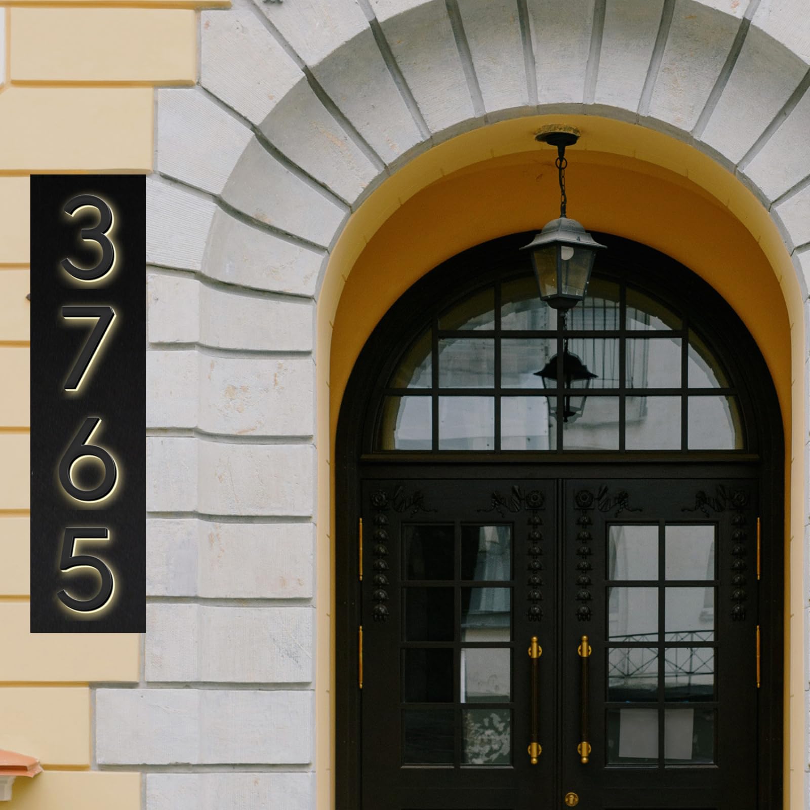 Números de Casa, Números de Dirección de Casa LED Retroiluminados Acero Inoxidable Pulido A Mano Para Carteles Dirección Casa Número de Casa Iluminado Para Exterior Patio Tienda