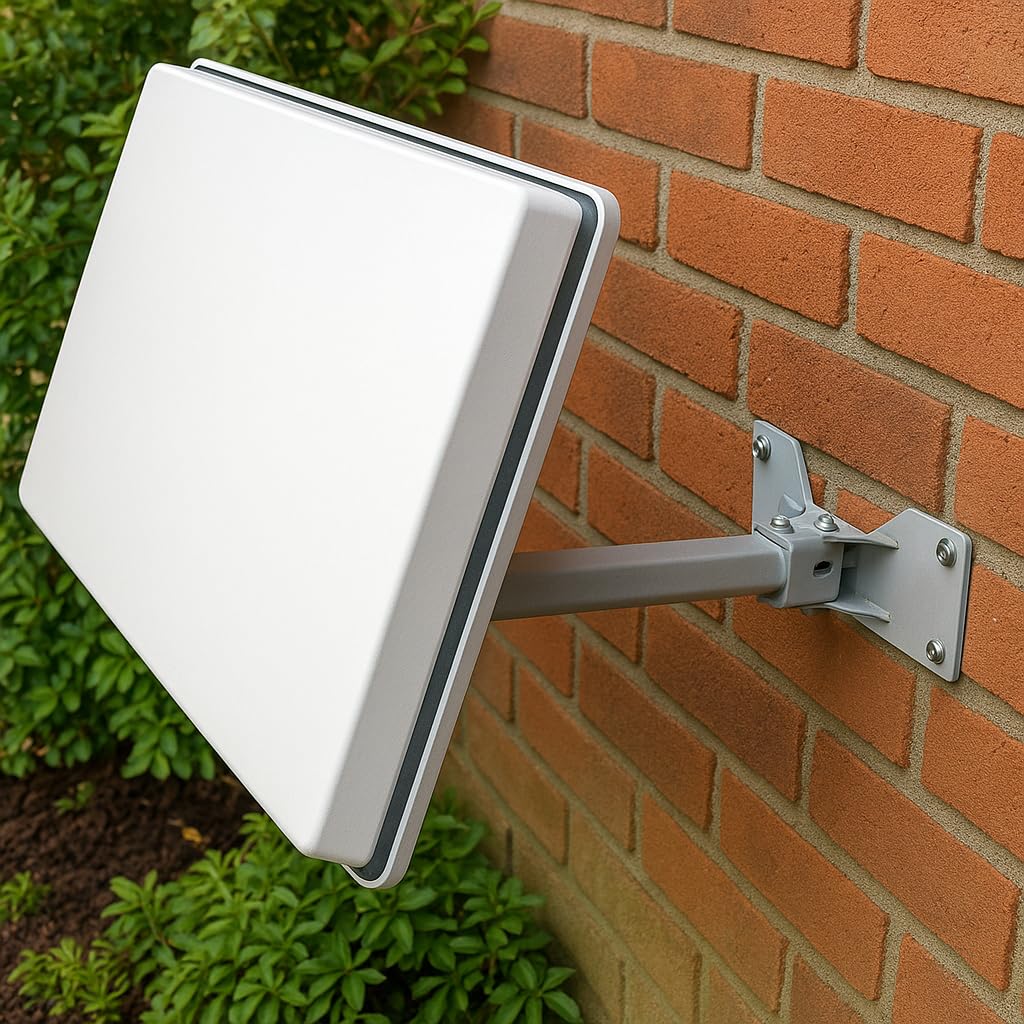 Sat Flachantenne Quad LNB HD Sat Anlage H30D4+ für 4 Teilnehmer kompakte Sat-Antenne mit Fensterhalterung Zubehör Set