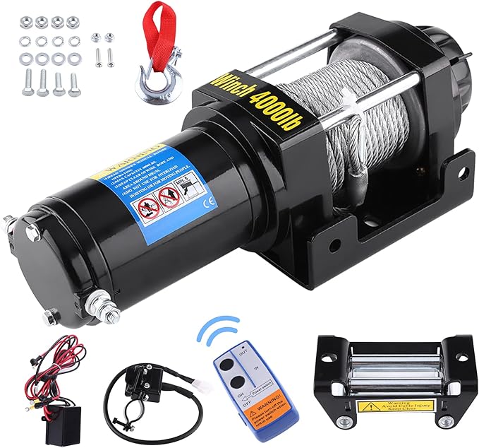 Elektrische Seilwinde 12V, 4000lb /1800kg Elektrowinde Winde Motorwinde ...