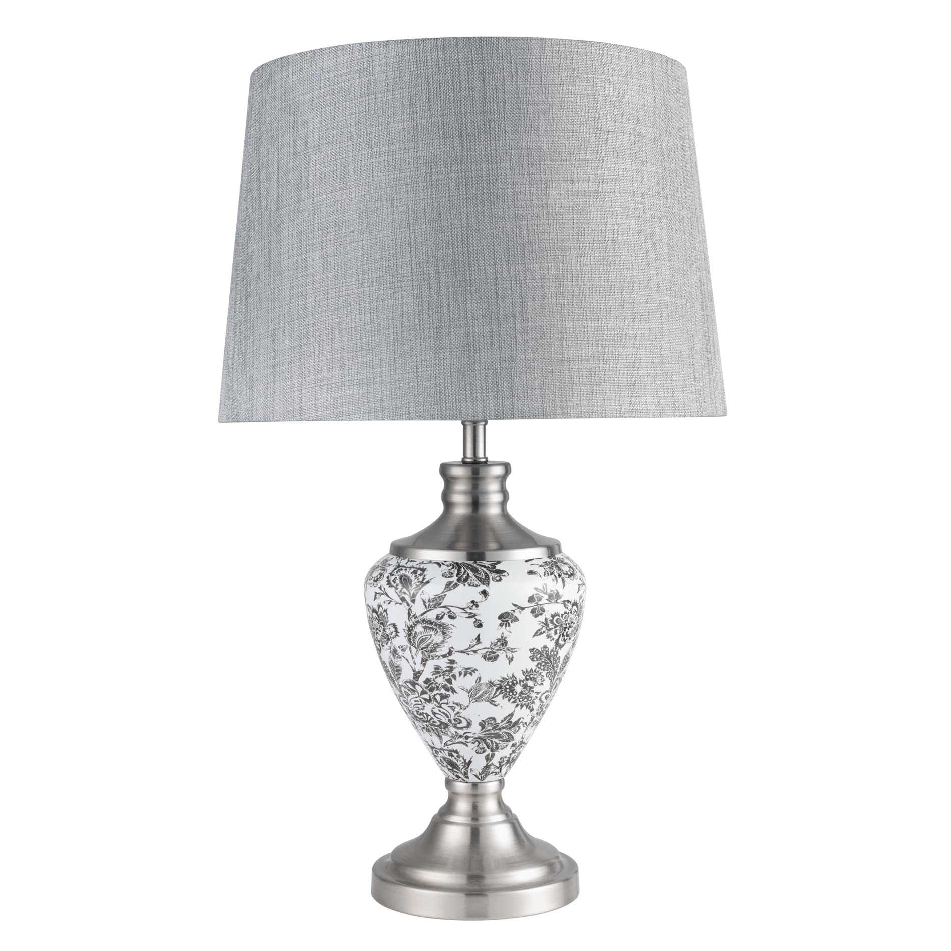 Lighting Supermarket Hepburn Large Ceramic Table Lamp Grey Linen Shade Black Printed Finish 58Cm from B&Q