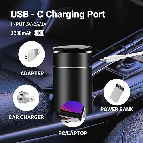 Miniatura 5 de Difusor de coche sin agua para aceites esenciales. Ambientador a batería, recargable USB-C, silencioso, a prueba de fugas, temporizador de cuenta