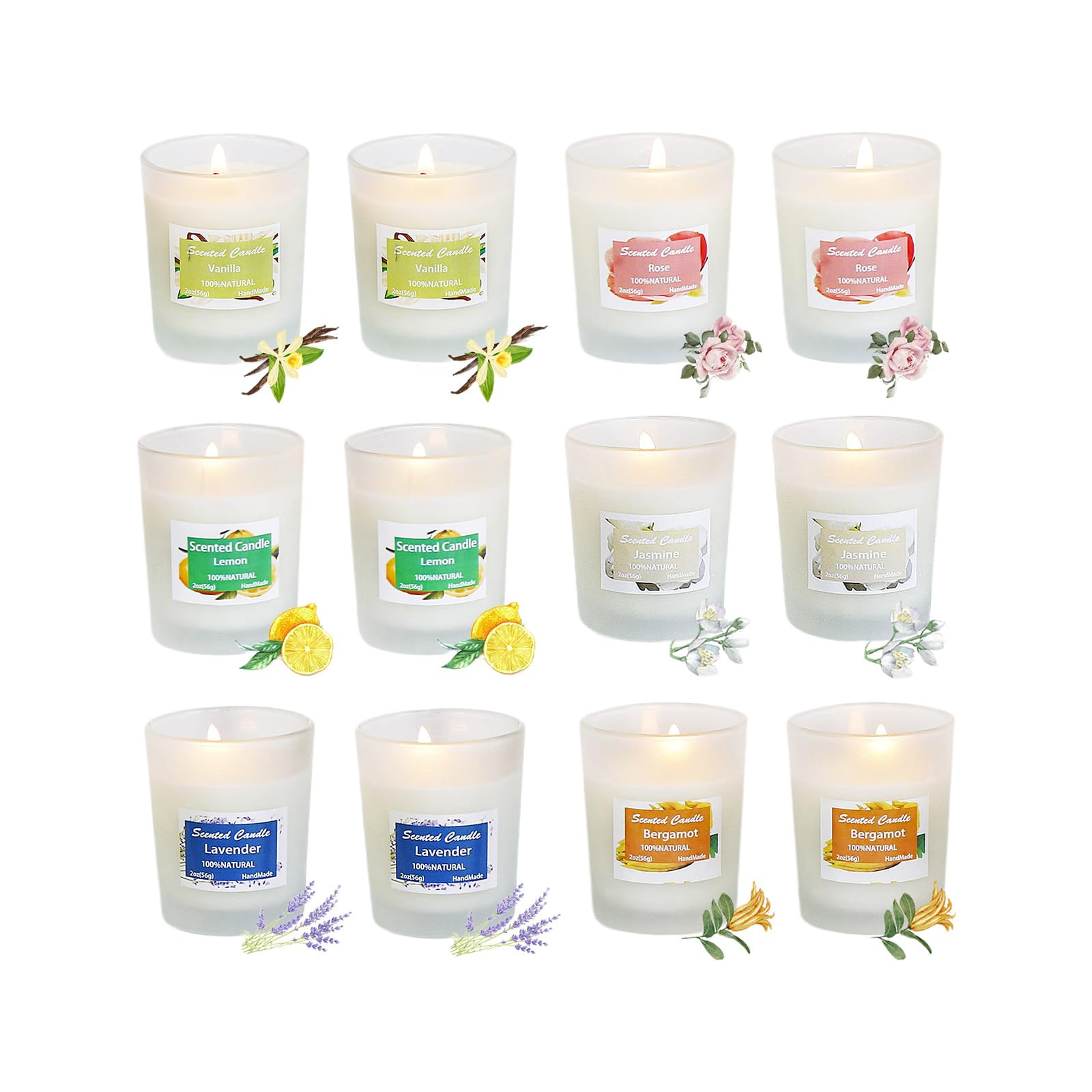 carotoe 12Pack Scented Gift Set Soya Waxes Candled, Aromatherapys Lastings Smokeless Candled for Home Scented Cozy Home Ambiance Soy Wax