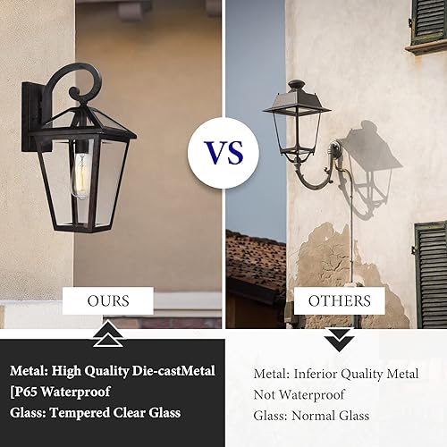 Miniatura 6 de Lámparas de pared para exteriores, faroles de pared exterior impermeables con vidrio, apliques de pared exterior, luces de porche delantero