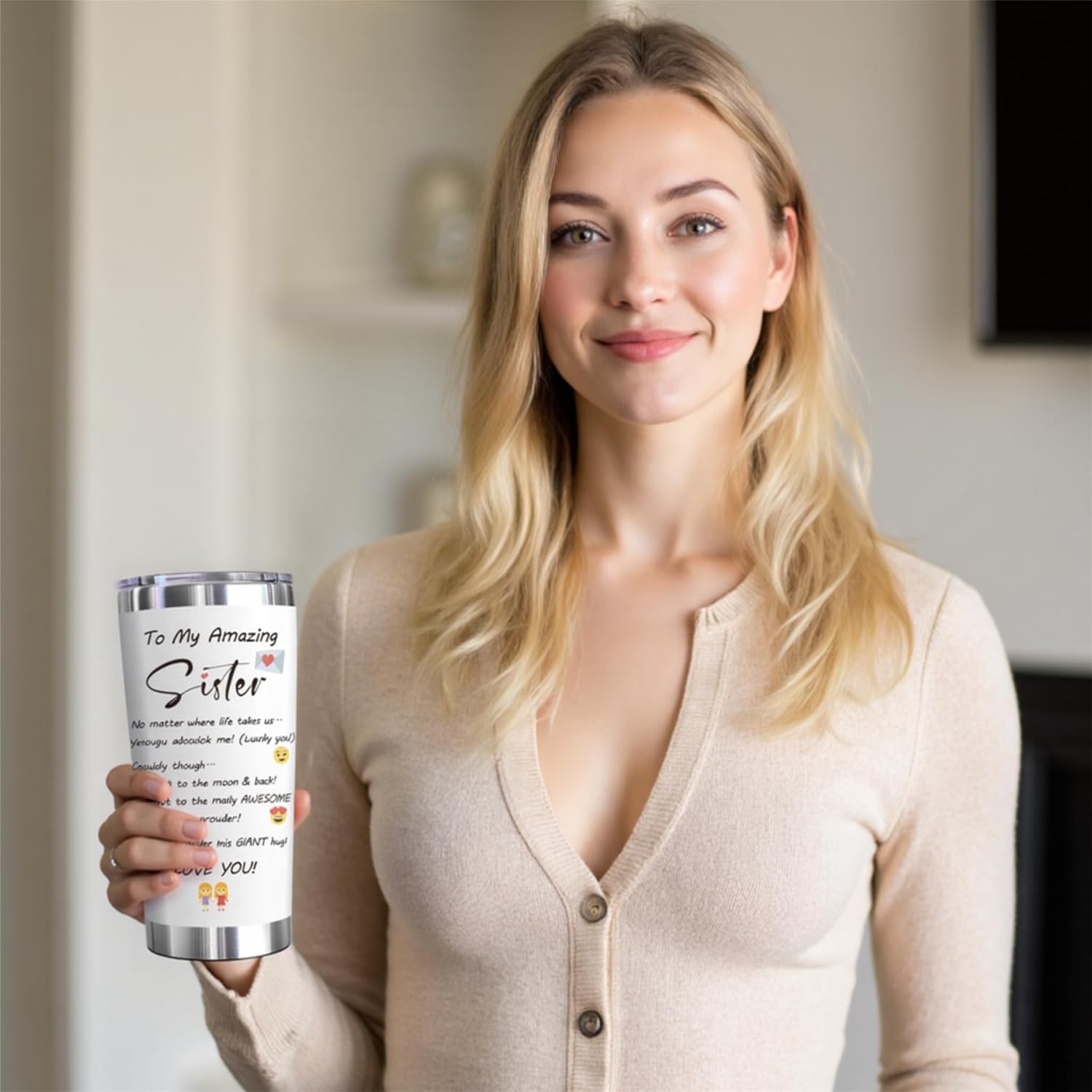 Pandance Sisters Gifts from Sister, To My Amazing SISTER, 20oz Tumbler with Lid Insulated Coffee Cup, Cool/Funny Gifts for Sister from Brother, Christmas Birthday Present for Best Friend - Image 6