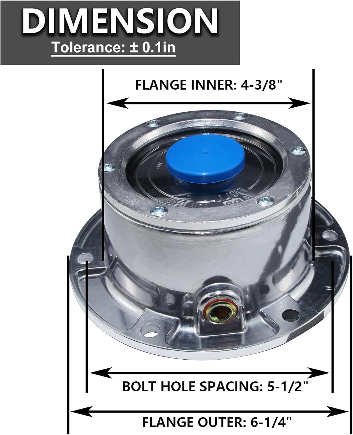 iBroPrat 2pcs 343-4009 Aluminum Hub Cap for Trailer Axle, 3434009 6 Holes Hub Caps with Side Pipe Plugs Gaskets and Extra 2pcs Blue Rubber Plugs