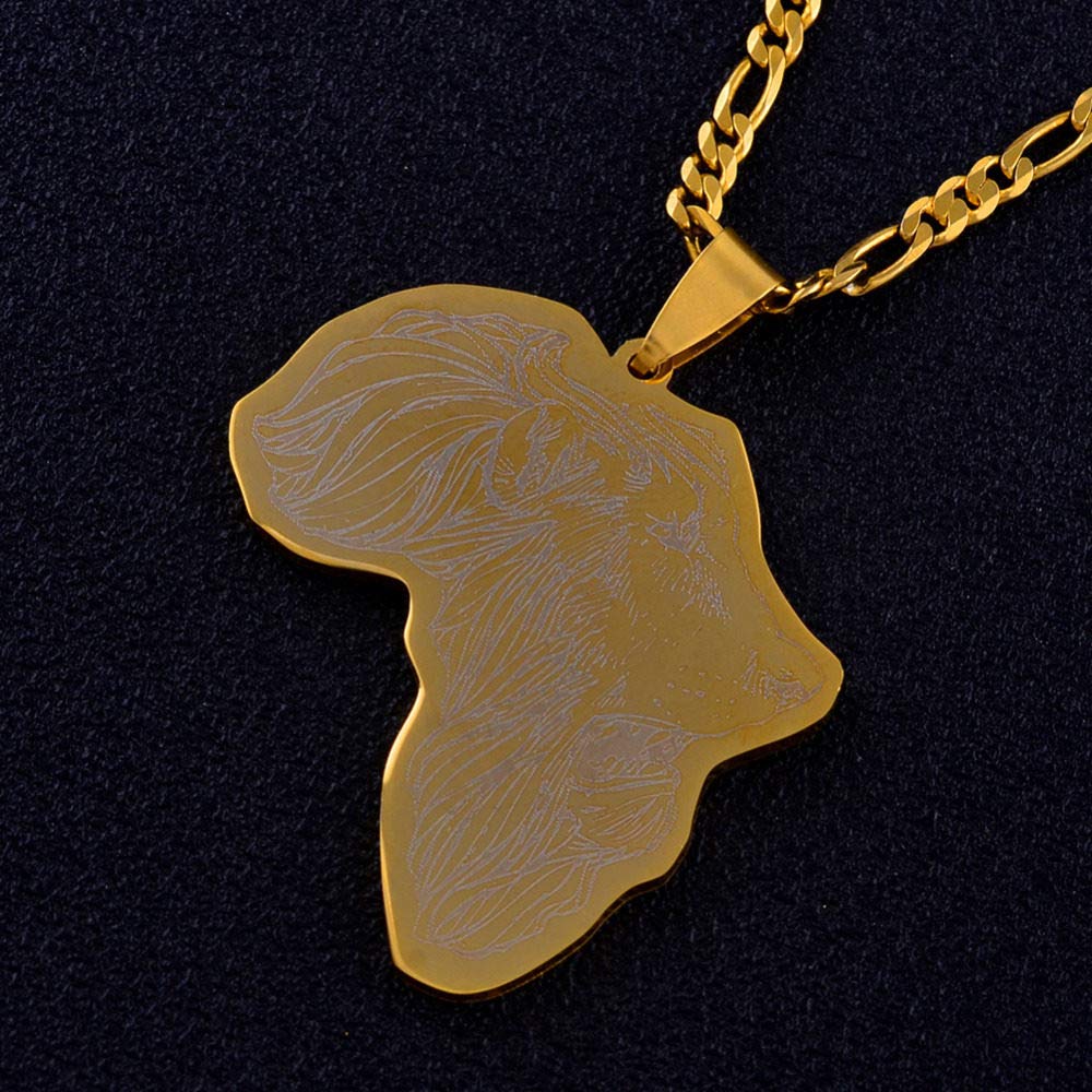 unift Ketting Afrikaanse kaart voor vrouwen mannen roestvrij staal minimalistische etnische chic Afrika moederland continent outline hanger ketting sieraden hiphop, Roestvrij staal, Geen edelsteen
