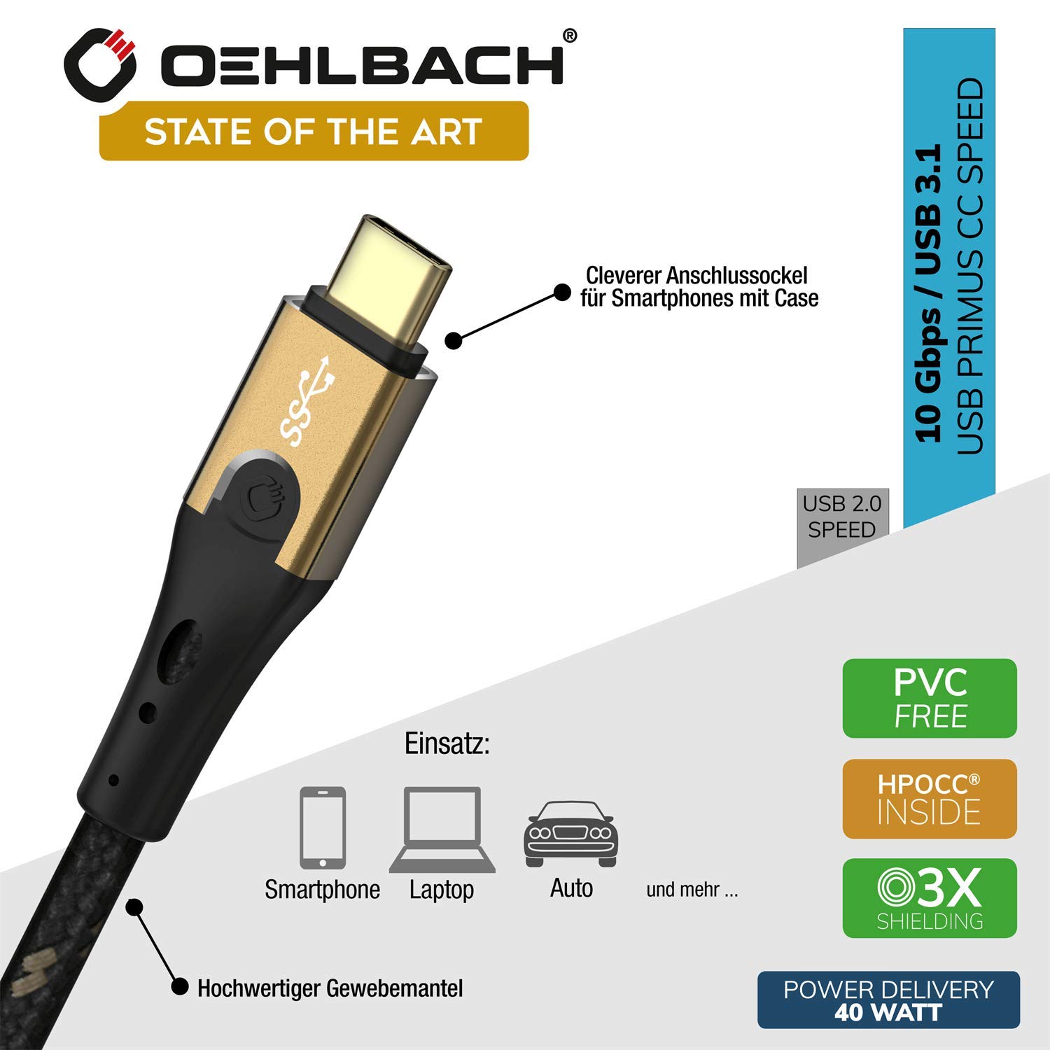 Oehlbach USB PRIMUS CC CABLE TIPO C 3.0 m