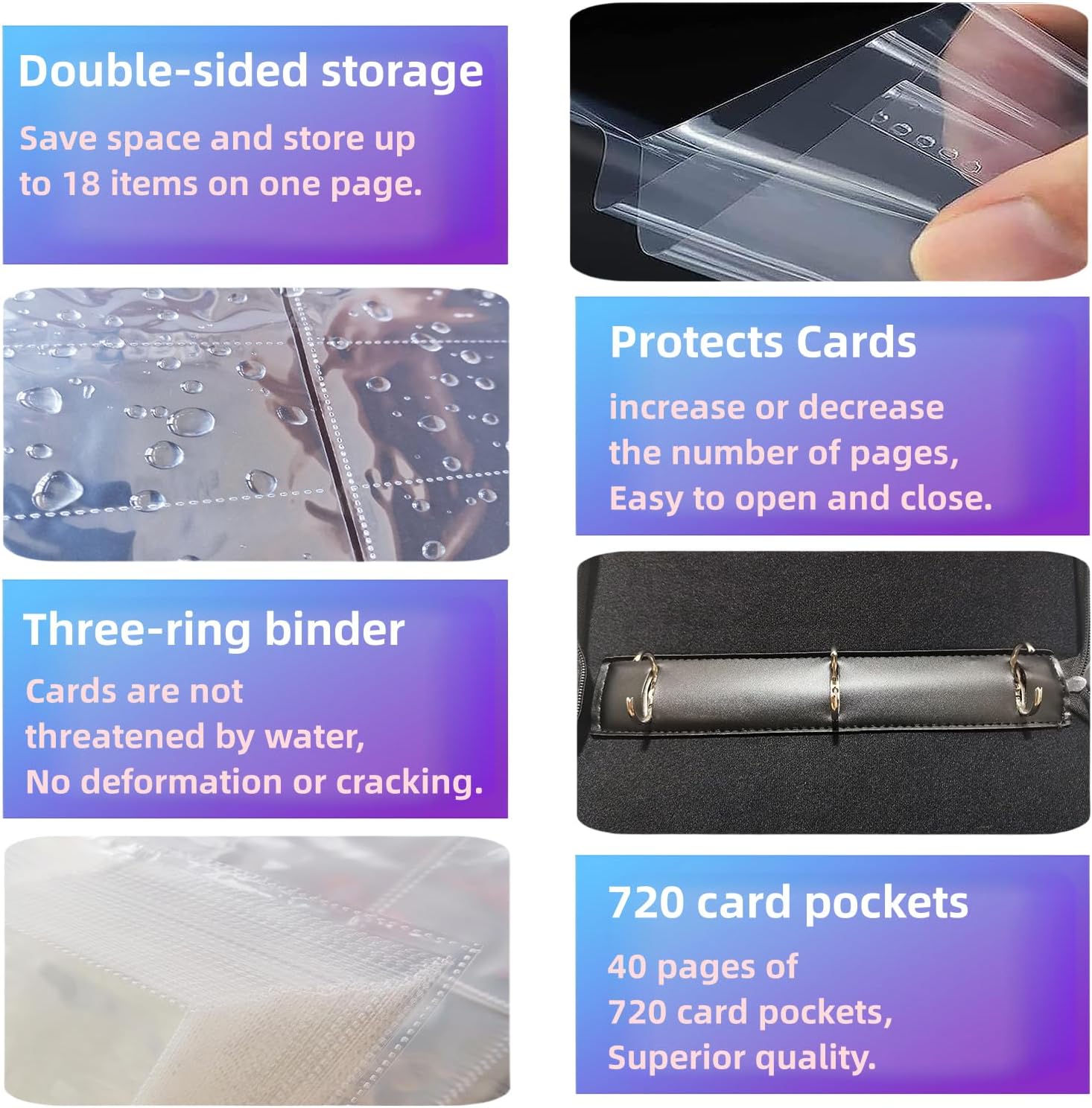 Soccer Card Binder, Card Binder 9 Pocket with 40 Removable Sleeves Portable Waterproof Storage Bag Collectible Card Albums Soccer Card Book Soccer Album 720 Pockets for Soccer Trading Cards 2026