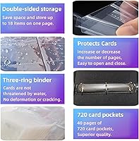 Vista 3 de Carpeta de tarjetas de fútbol, carpeta de tarjetas de 9 bolsillos con 40 fundas extraíbles, bolsa de almacenamiento portátil impermeable, bolsa