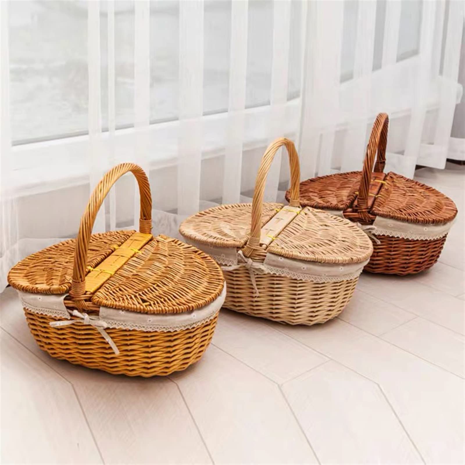 Panier de Pique-Nique, Petit Panier de Pique-Nique tissé à la Main, Panier de Rangement, Articles Divers Anglais, poignée Portable, Camping, Pique-Nique, pâtisserie, Panier de Rangement for Courses