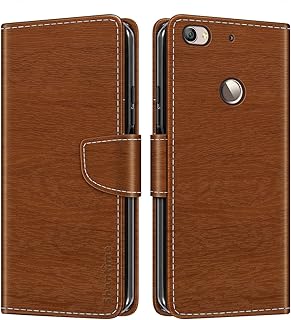 Shantime Funda Cartera de Cuero Compatible con Letv LeEco Le 1S, Tapa de Color con Ranuras, Cierre Magnético Protección Completa(Marrón)