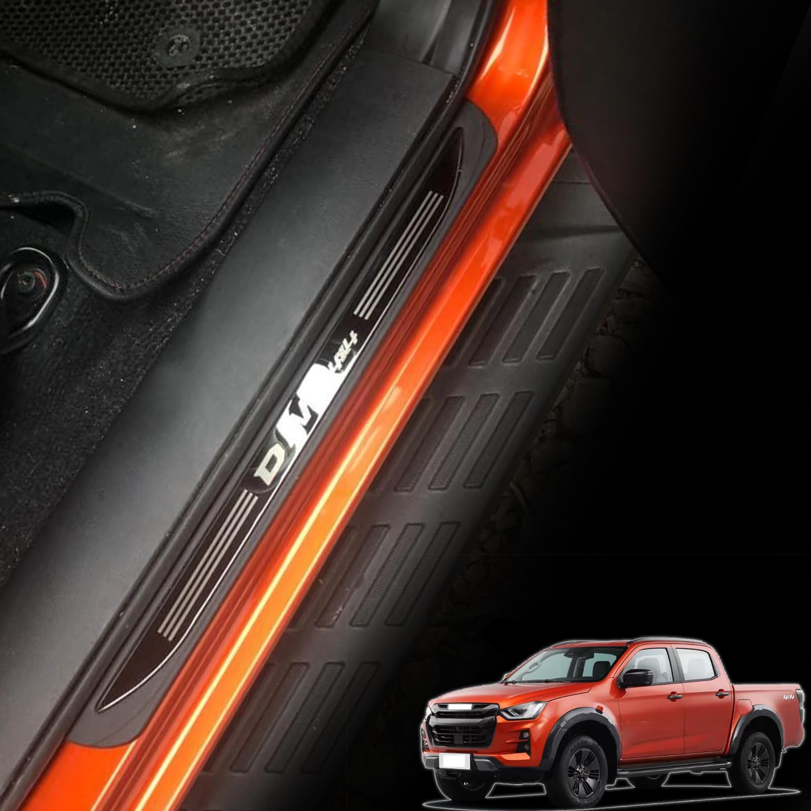 Protezione per battitacco per portiera auto, per Isuzu D-MAX 2021 2022 Accessori, Acciaio inossidabile con ABS Porta Entrata in Plastica Protezione Piastra Trim Cover, Parti interne Auto Kick