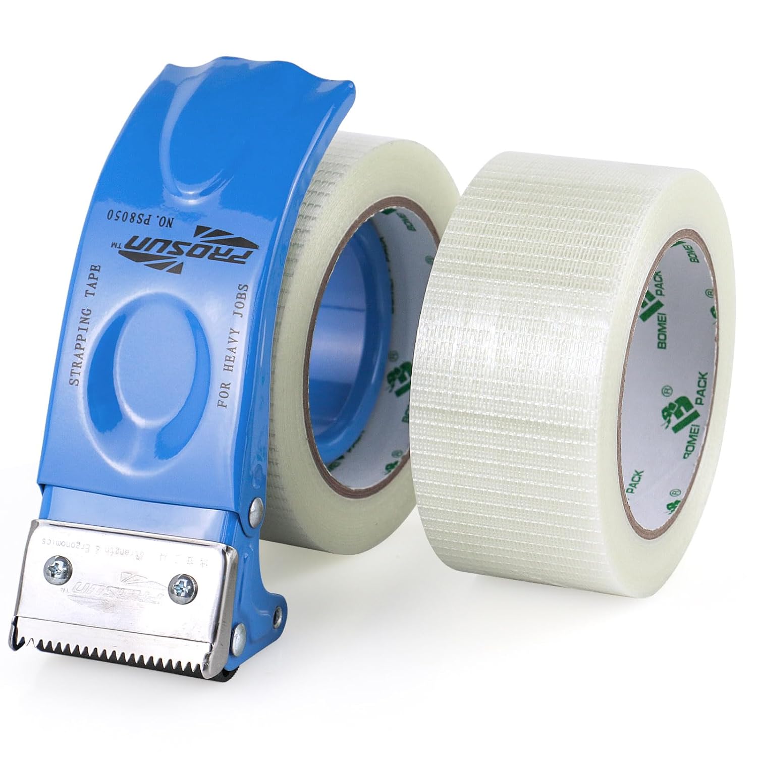 BOMEI PACK Strapping Tape with Dispenser, Bidirectional