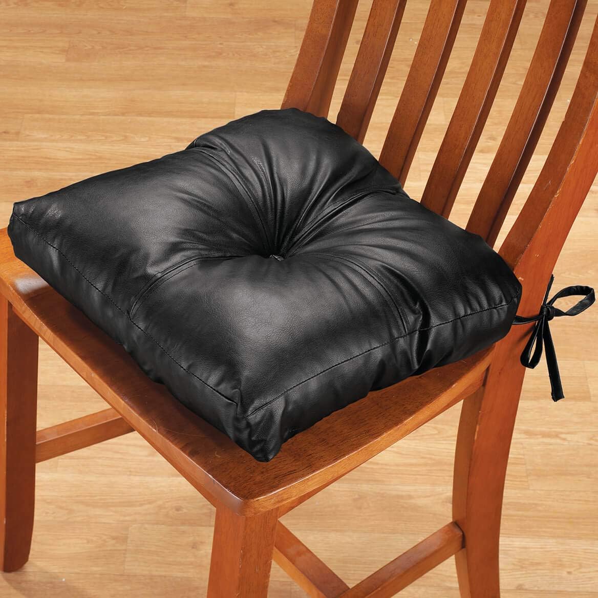 Black Faux Leather Chair Pad Set of 2