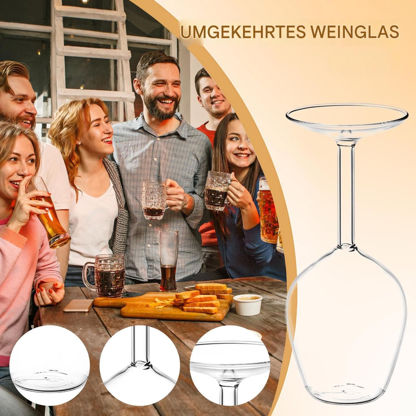 Generisch Verre à cocktail Upside Down, verre à vin retourné, verre à vin à l'envers, inversé I Inversé, pratique et résistant à la chaleur, convient pour la cuisine, le bar, la décoration