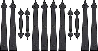 HILLMASTER Decorative Magnetic Garage Door Hinges Hardware, 12 Pieces Garage Door Accents Attractive Curb Appeal Faux Gate Hinges Handles Decor Hardware Kit, Black