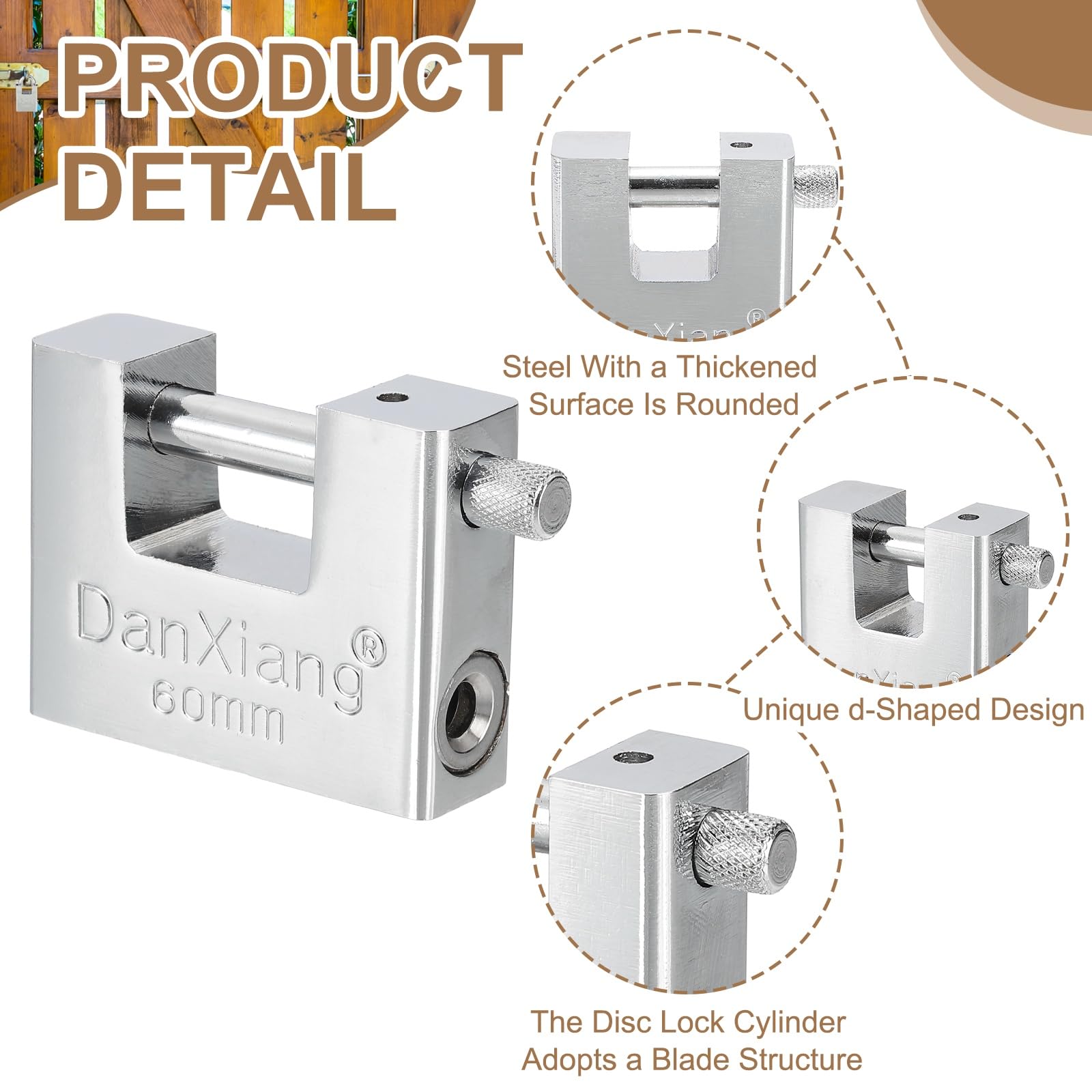 PATIKIL Lot de 2 cadenas haute sécurité en acier en forme de D de 6,1 cm avec 4 clés pour unité de rangement, garage, porte, entrepôt, abri, conteneurs, argent