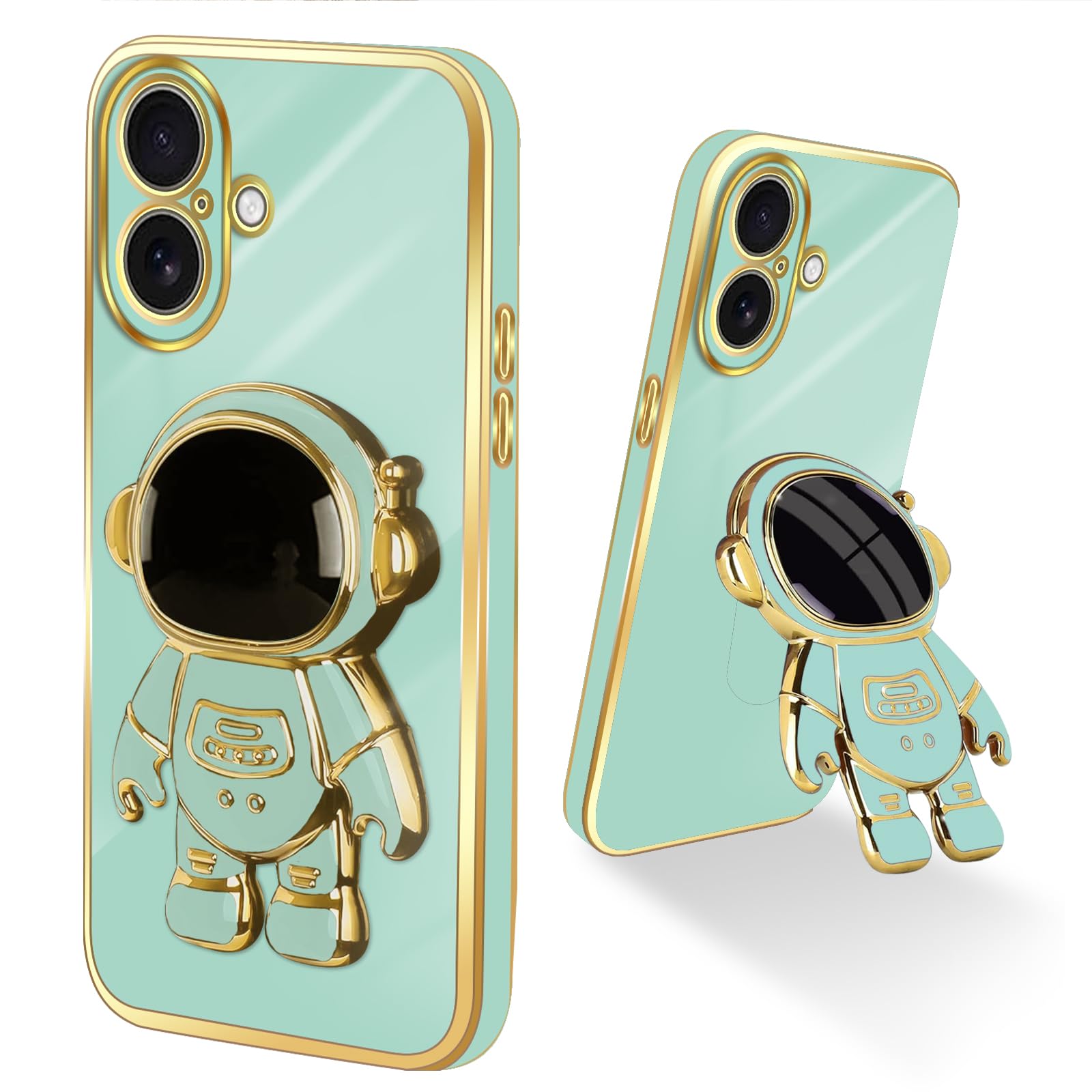 Coque iPhone 17 évite rayures caméra avec béquille astronaute antichoc vert clair - 8