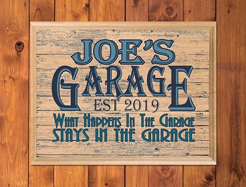 Miniatura 7 de Letrero de garaje con nombre personalizado para hombre, cueva, retro, decoración de pared, regalo para hombres, él, papá, esposo o abuelo