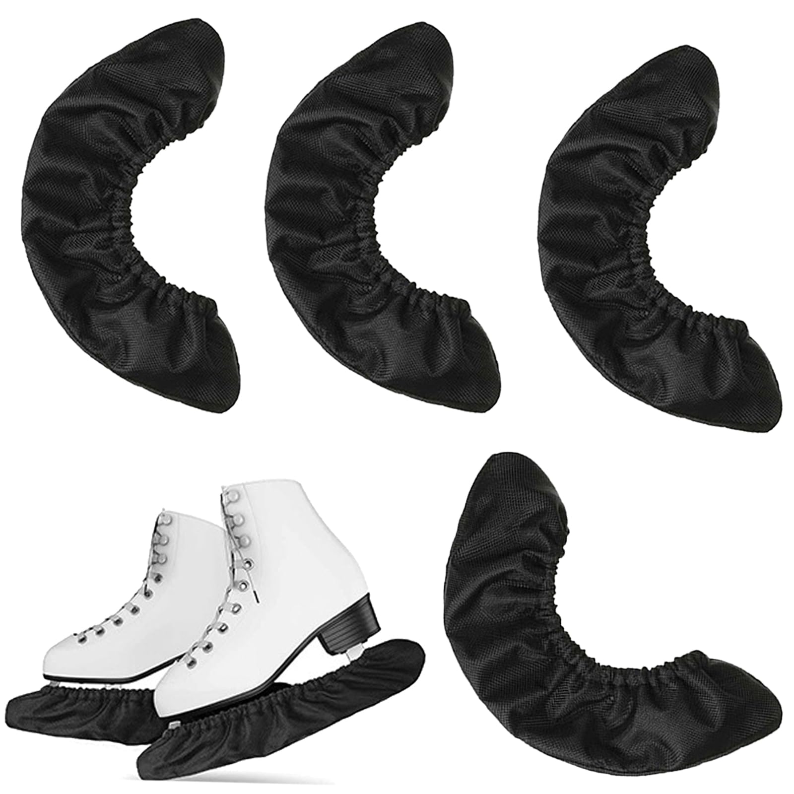 4 Stück Schlittschuhkufenschutz, Schwarzer Schlittschuhkufenschutz, Schlittschuhkufenschutz Zubehör, Elastischer Schlittschuhkufenschutz für Männer, Frauen, Jungen, Mädchen-A (M)