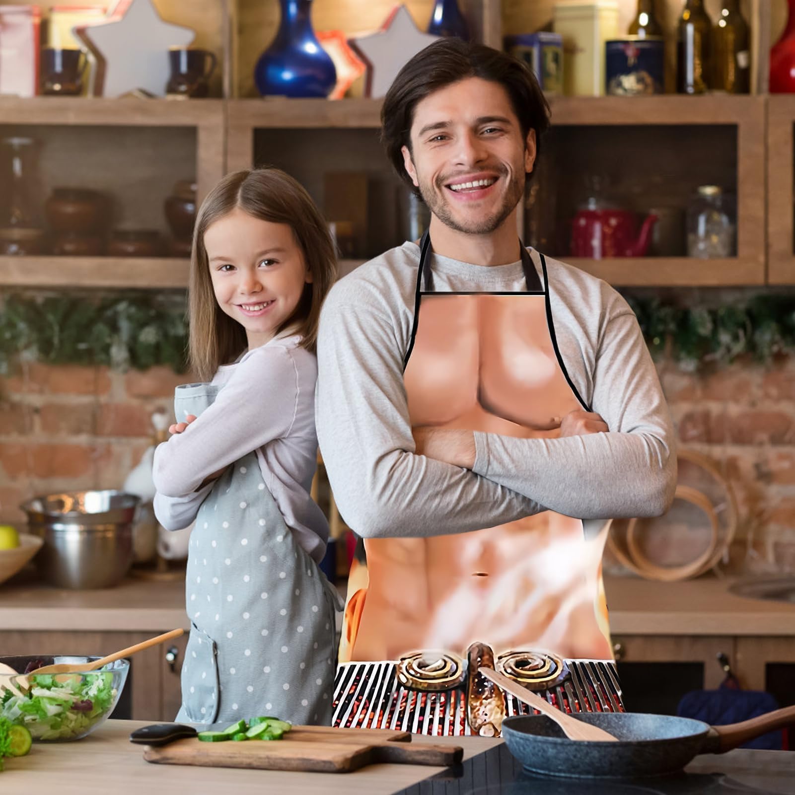 Tablier de Cuisine Sexy Tablier Imperméable 3D Drôle avec Motif Sexy Empêchent la Poussière et l'Huile Sexy Creative Fêtes d'Anniversaire Enterrements Vie Jeune Fille Tablier Barbecue