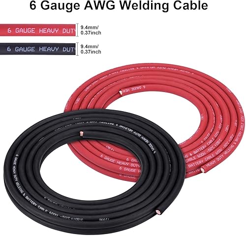 Miniatura 8 de iGreely Cable 6 AWG calibre 6 de 20 pies negro + batería de soldadura roja de 20 pies, cable ultra flexible de cobre puro + 5 conectores de terminal