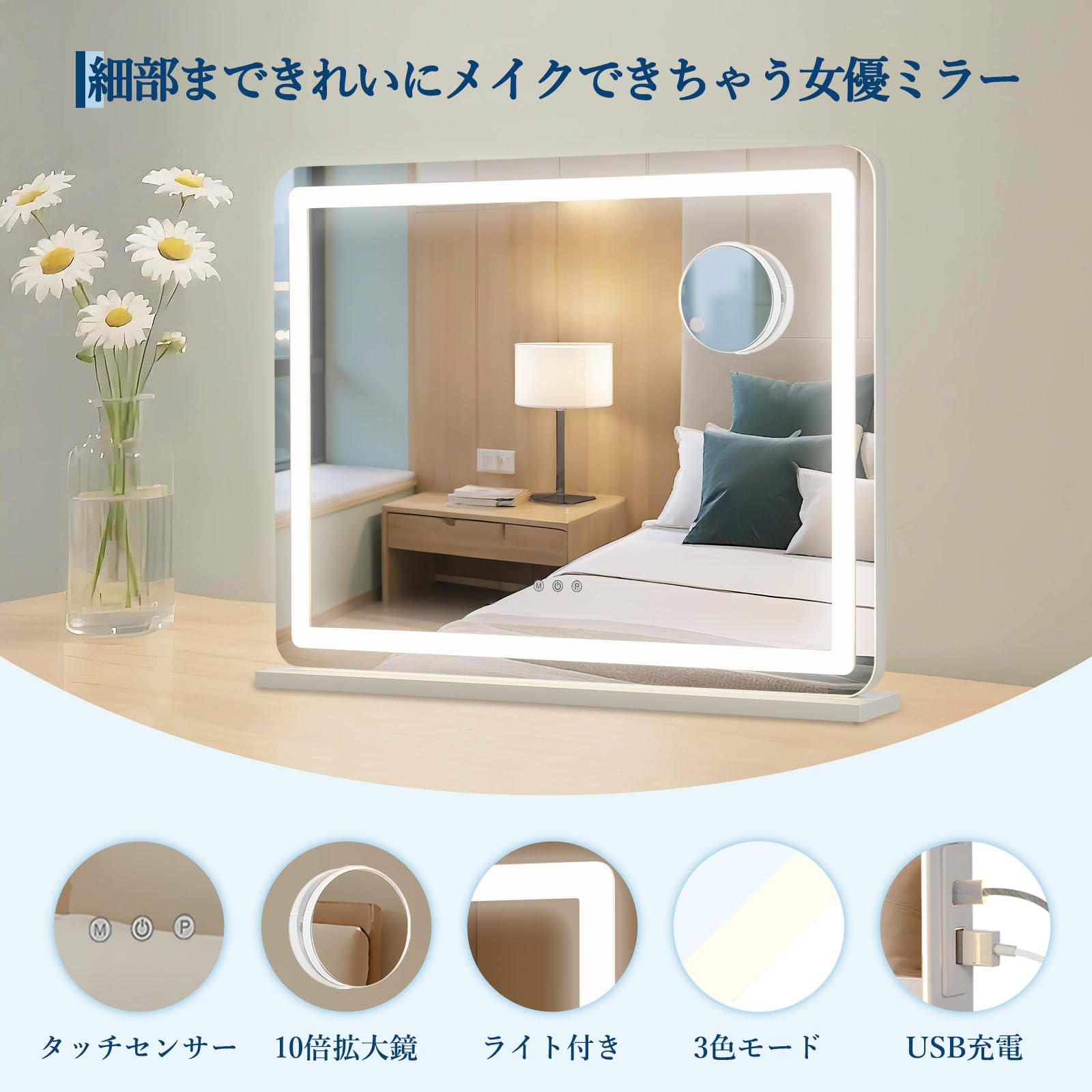Amazon.co.jp: ガービー(Garvee) 女優ミラー ハリウッドミラー 化粧鏡