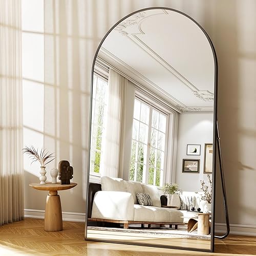 Vista 141 de Espejo arqueado de longitud completa, espejo arqueado de 36 x 78 pulgadas con soporte, montado en la pared para baño, vestidor, para colgar
