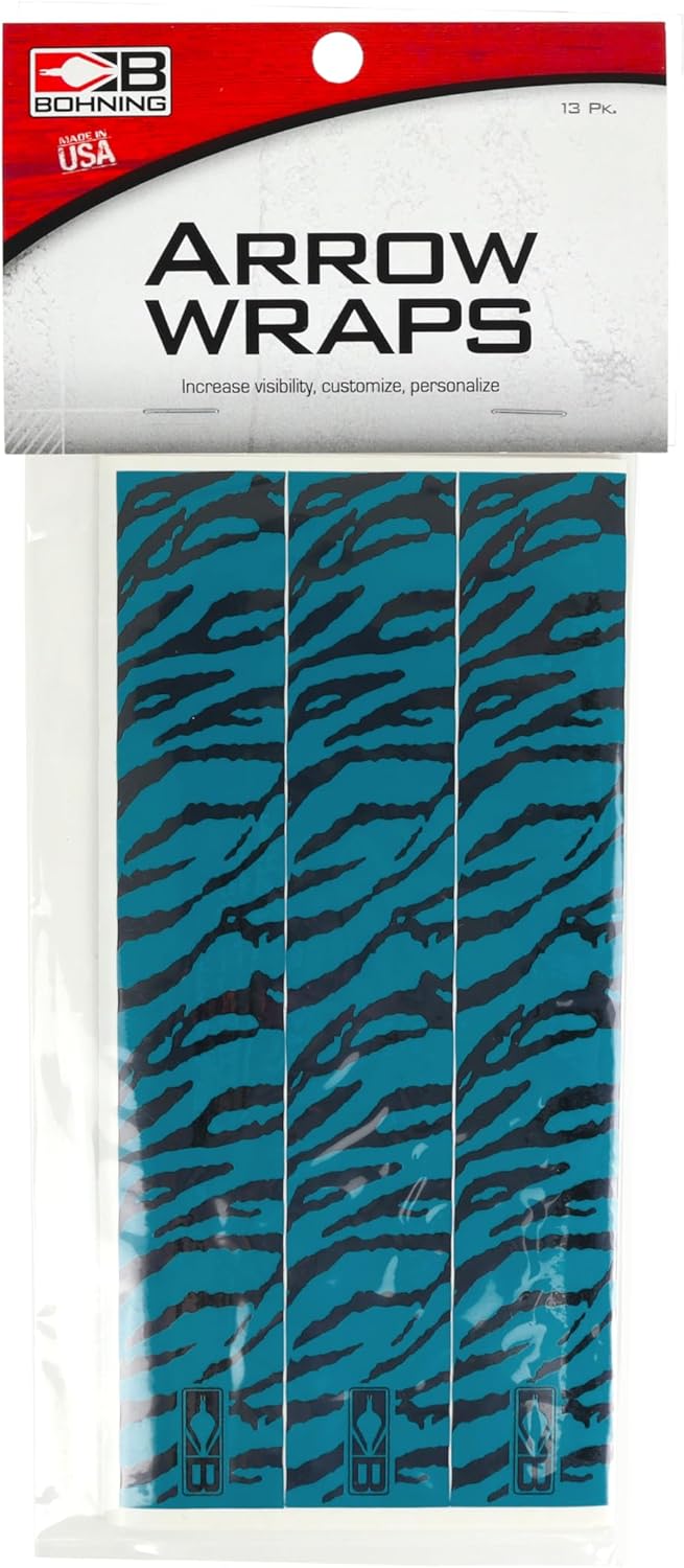 Bohning 7" Tiger Print Arrow Wraps, Large, Teal Tiger