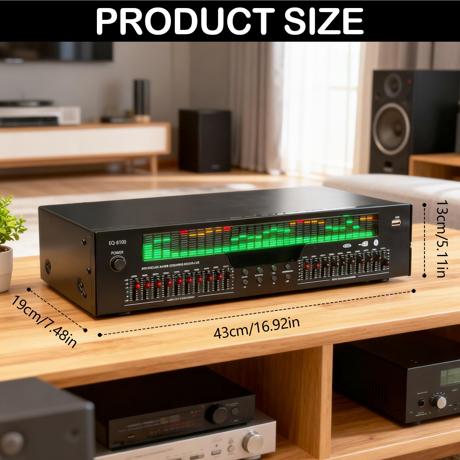 Equalizer, 31-Band Stereo Graphic Equalizer Professioneller Spectrum Analyzer Soundprozessor Soundsystem Rauschunterdrückung Klangoptimierung für Musikdarbietungen Aufnahmestudio