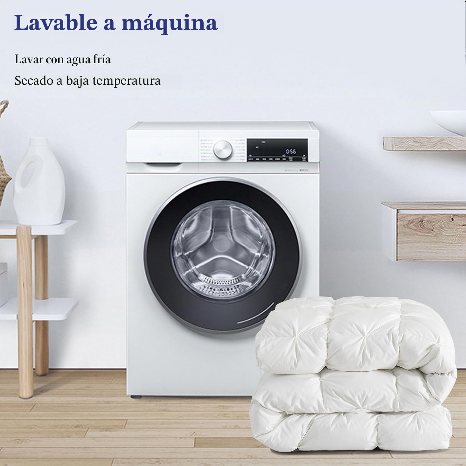 Homyrium Edredon Cama 135/150 de Plumón Nordico Relleno Nordico 450 gr/m²Cama 150 Edredón Invierno de Plumas 240x220cm Lavable, Transpirable, Extrasuave, Certificado Oeko-Tex y RDS