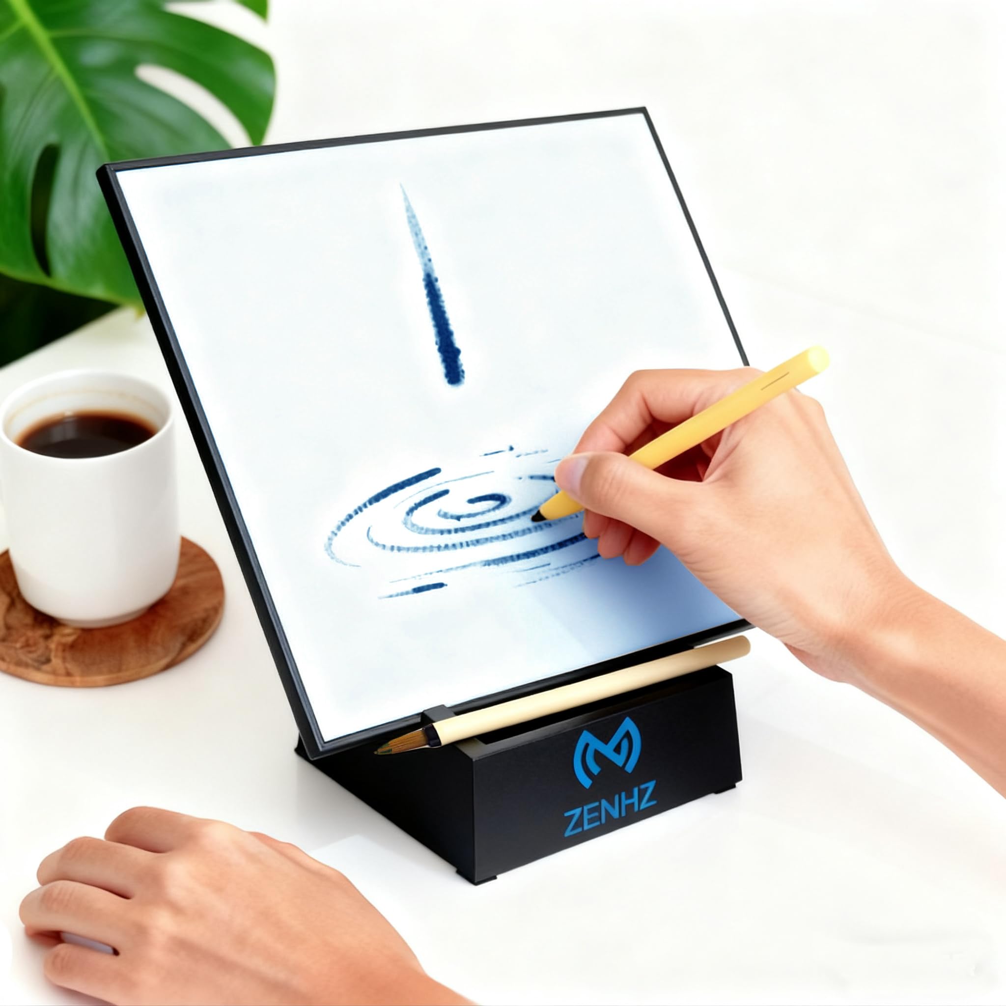 ZENHZ Zen Buddha Wassermalbrett mit OM 136,1 Hz Stimmgabel - Achtsamkeits- und Meditationsset für Stressabbau, Entspannung, Kalligraphie-Praxis und Klangtherapie, einzigartiges Geschenk