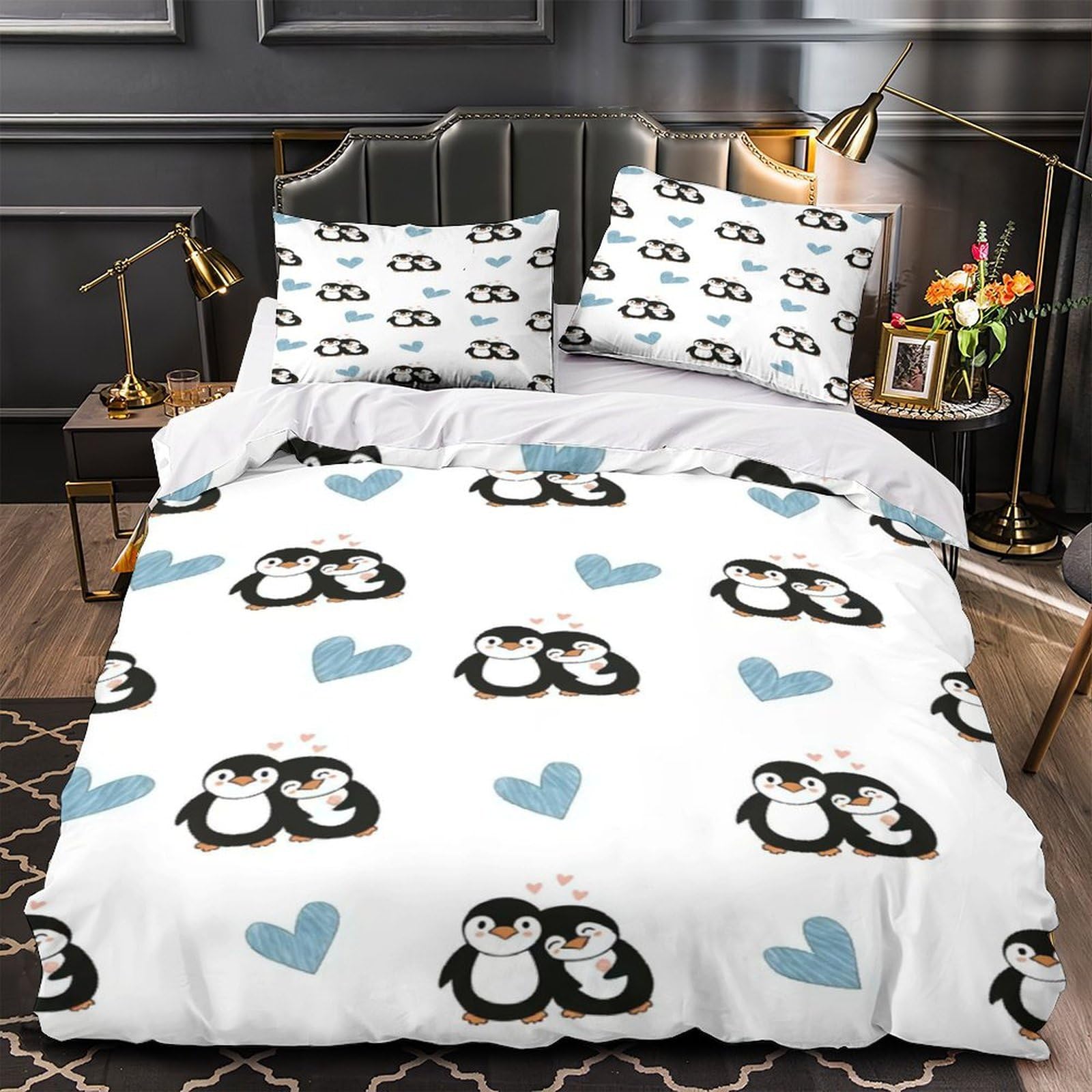 Housse de couette plumes de paon 220x240cm en microfibre de qualité supérieure pour lit king