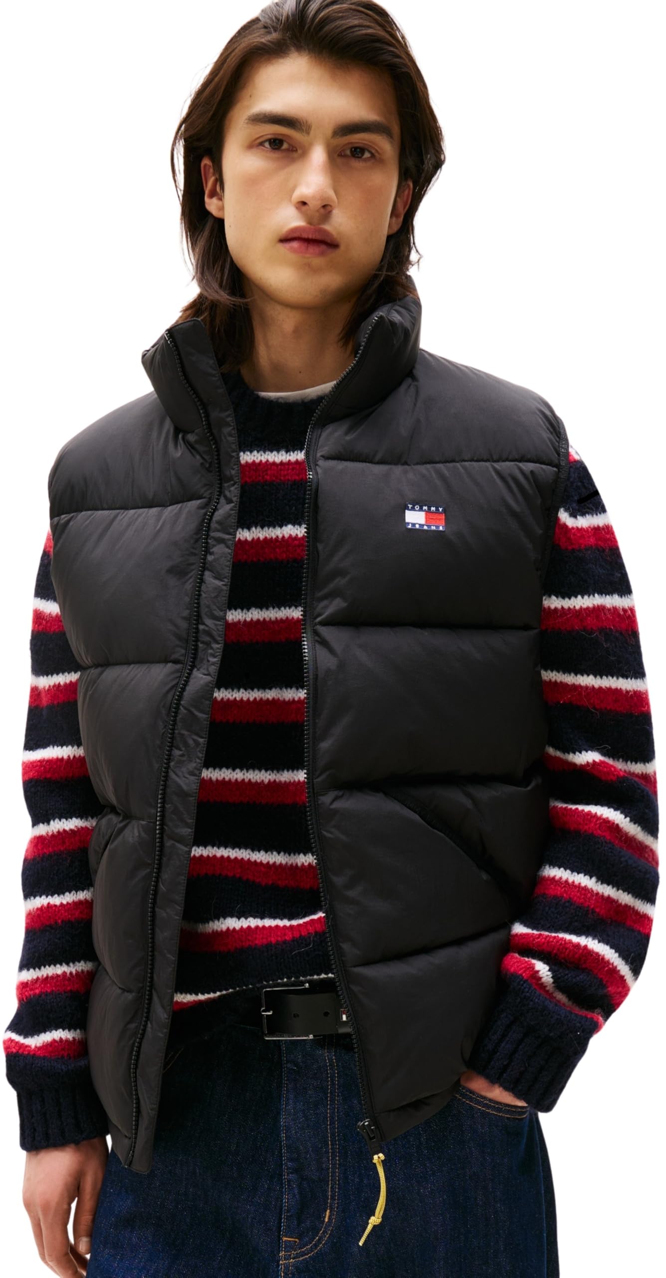Tommy Jeans Veste sans Manches Homme Vail avec Col Montant, Noir (Black), M