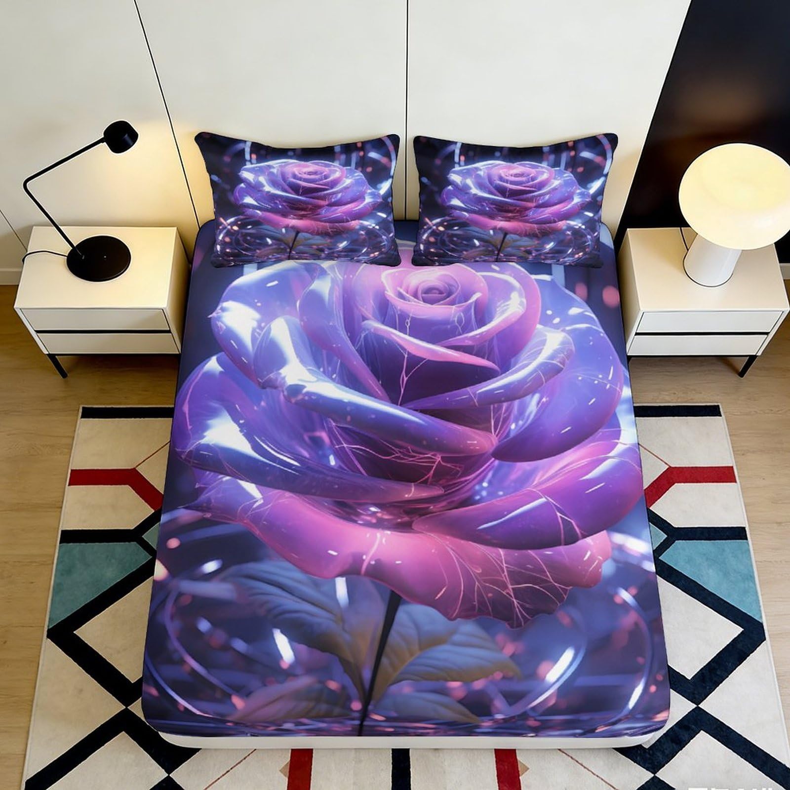 3D Printed Paris Scene Fitted Sheet Microfiber Non-Slip Deep Pocket Bedroom Paris Mattress Fitted Cover Washable 90x200x25cm